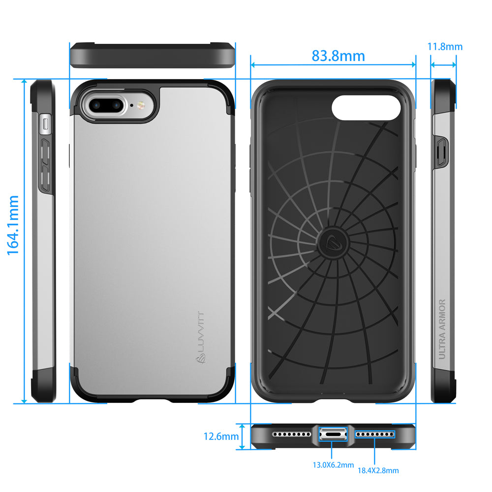 Luvvitt Ultra Armor Dual Layer Case for iPhone 7 Plus and 8 Plus - Silver