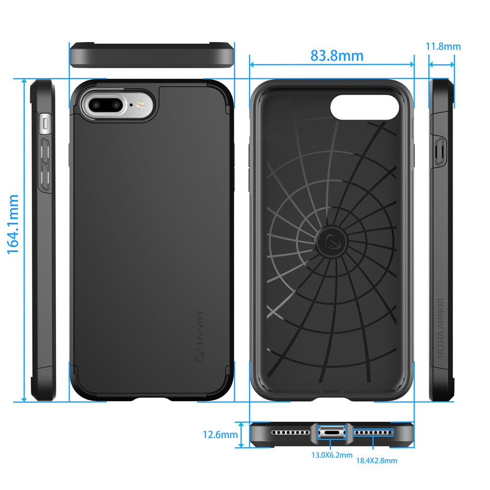 LUVVITT ULTRA ARMOR iPhone 7 PRO Case | Dual Layer Back Cover - Black