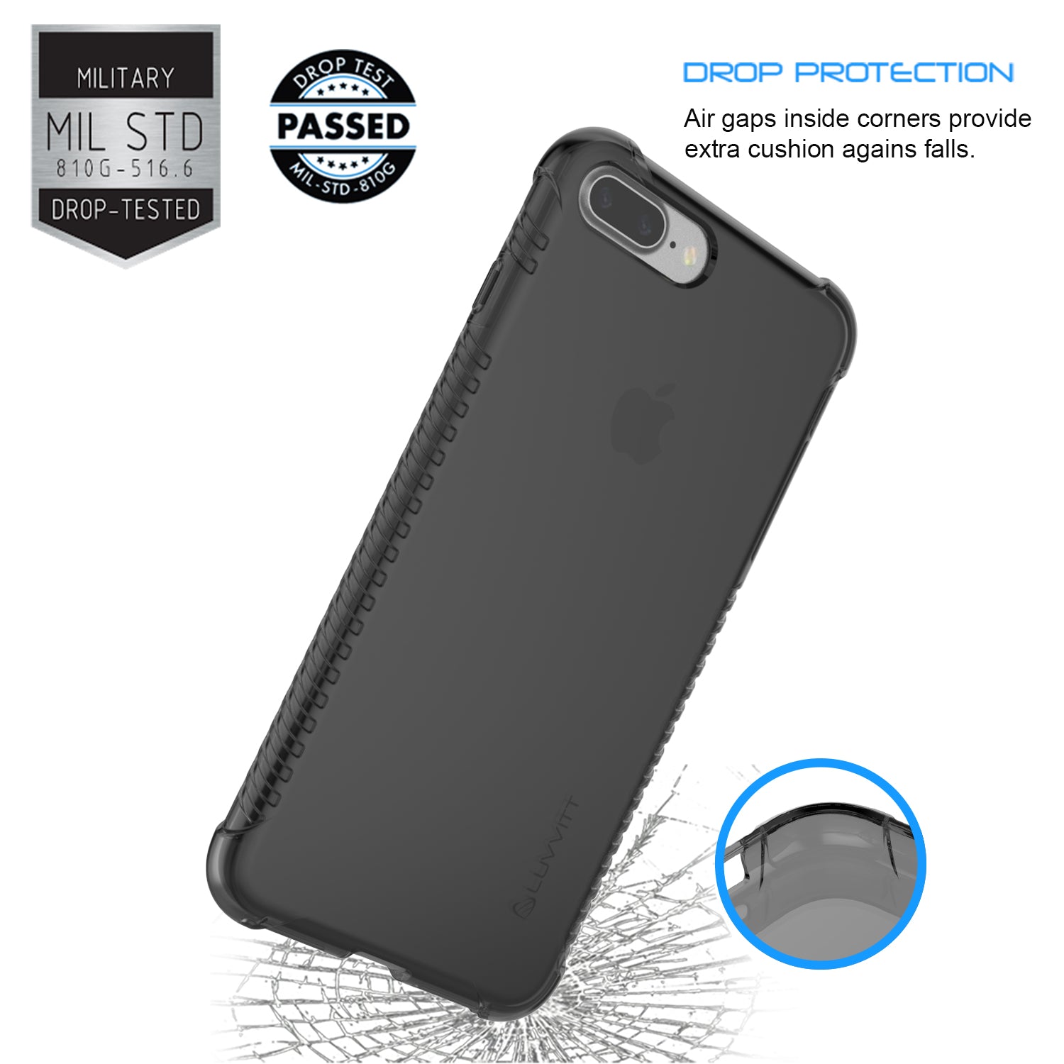 Luvvitt Clear Grip Flexible TPU Case for iPhone 7 Plus and 8 Plus - Black
