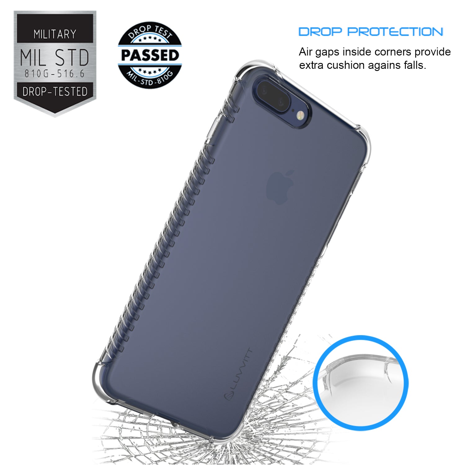 LUVVITT CLEAR GRIP iPhone 7 PRO Case Soft TPU Rubber Back Cover - Crystal Clear