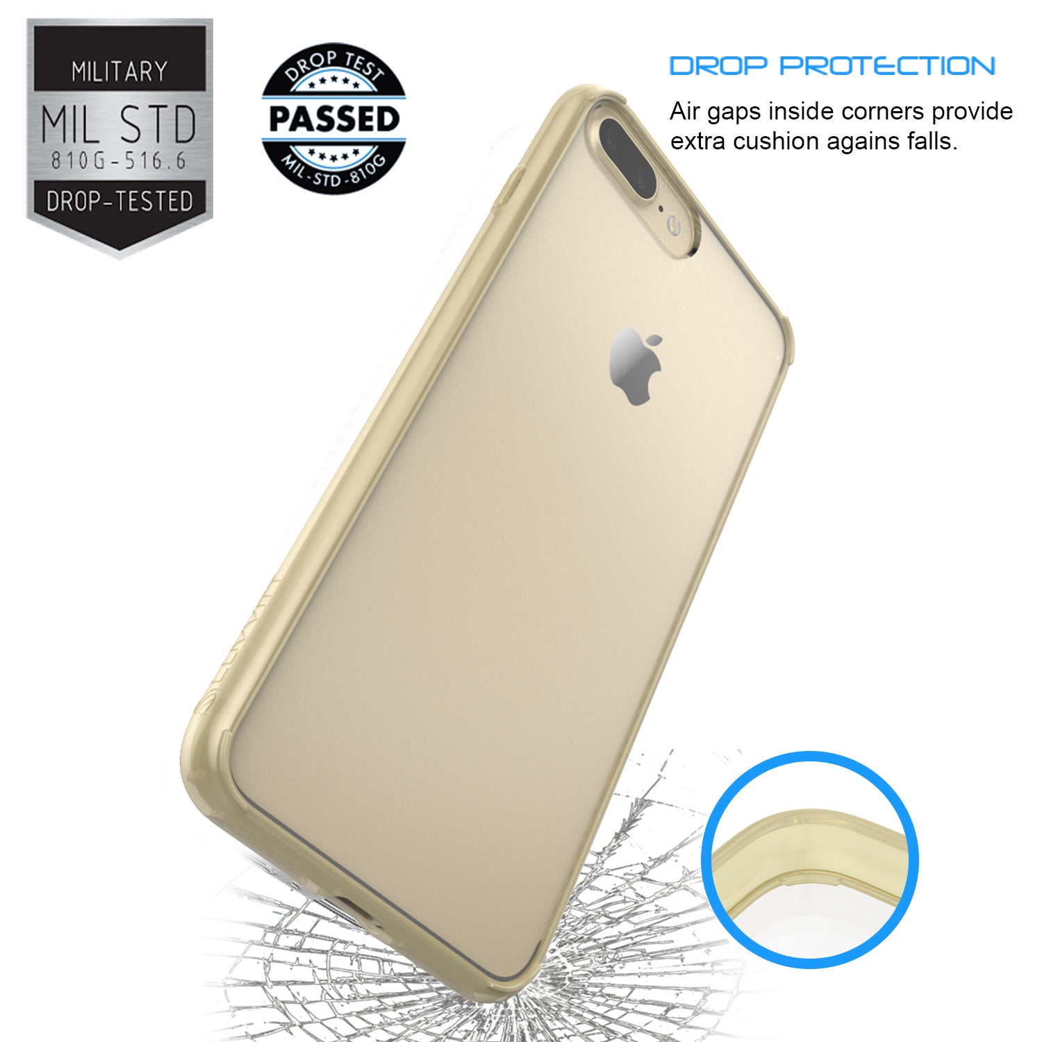 Luvvitt Clear View Hybrid Case for iPhone 7 Plus and 8 Plus - Transparent Gold