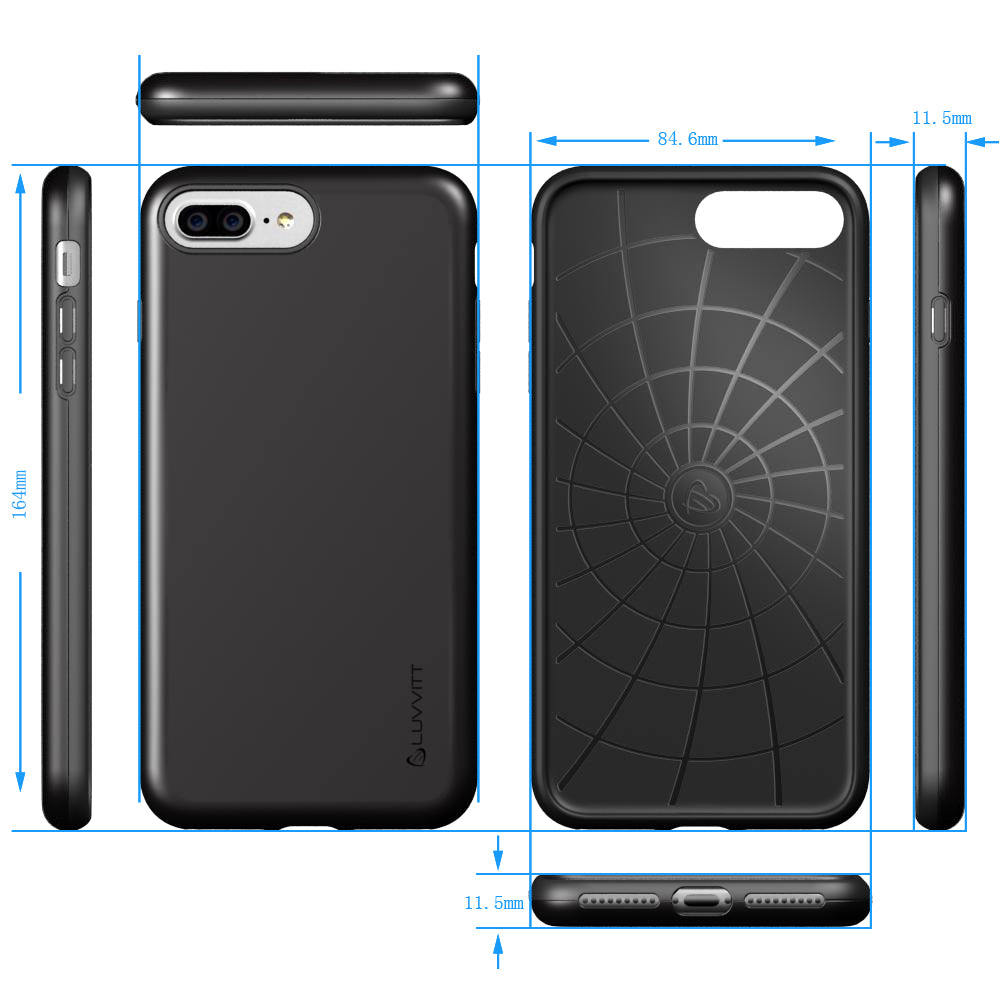 Luvvitt Super Armor Dual Layer Case for iPhone 7 Plus and 8 Plus - Black