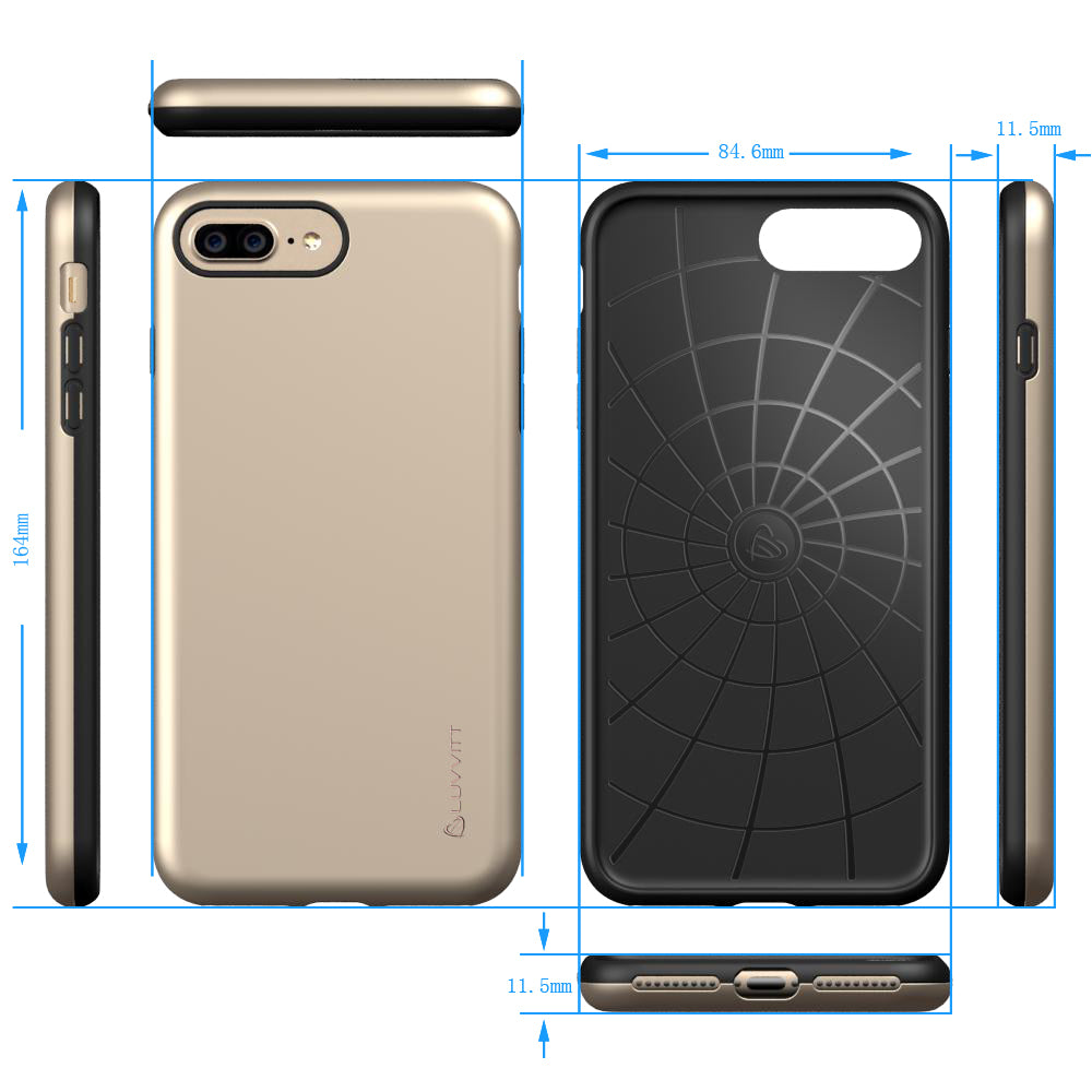 Luvvitt Super Armor Dual Layer Case for iPhone 7 Plus and 8 Plus - Gold