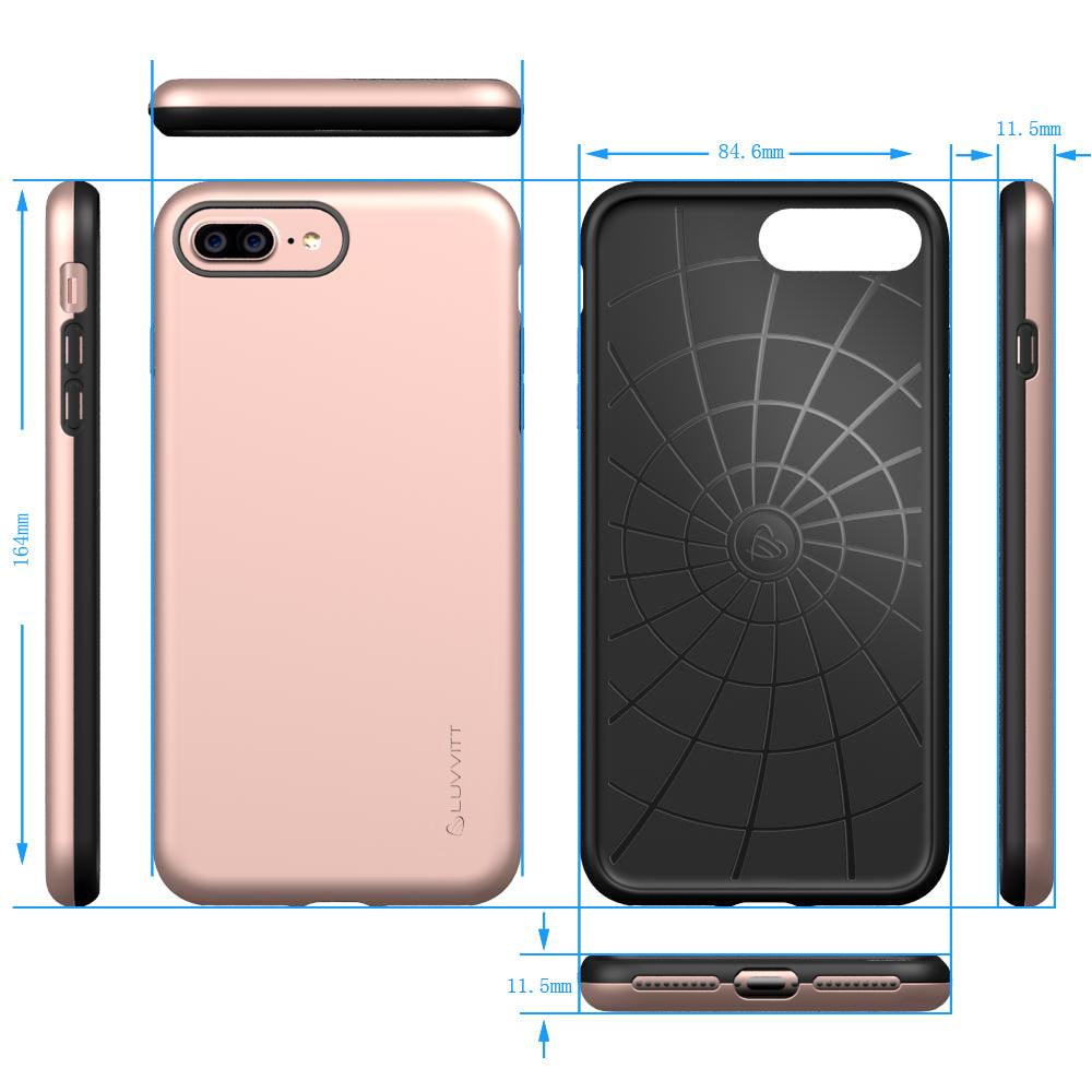 Luvvitt Super Armor Dual Layer Case for iPhone 7 Plus and 8 Plus - Rose Gold