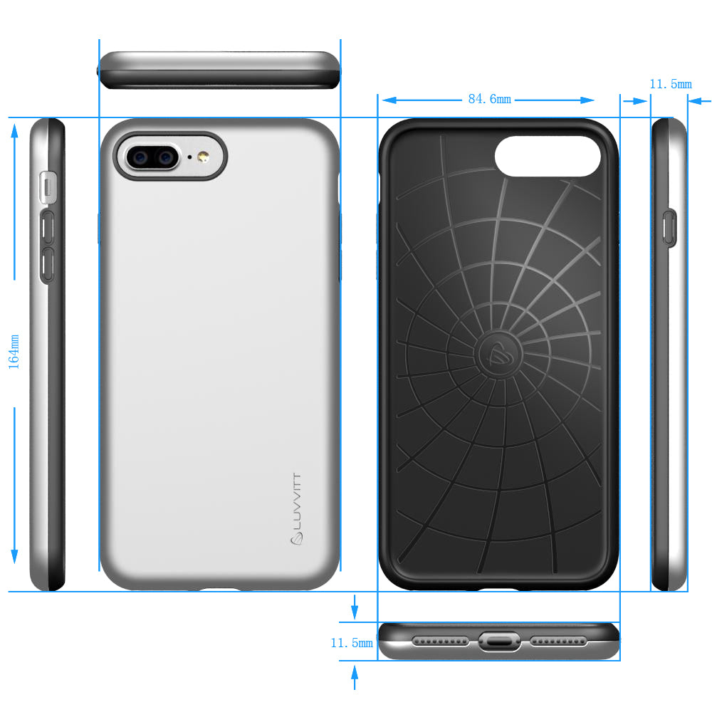 Luvvitt Super Armor Dual Layer Case for iPhone 7 Plus and 8 Plus - Silver