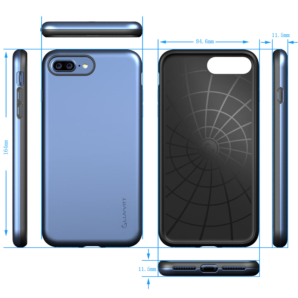 Luvvitt Super Armor Dual Layer Case for iPhone 7 Plus and 8 Plus - Space Blue
