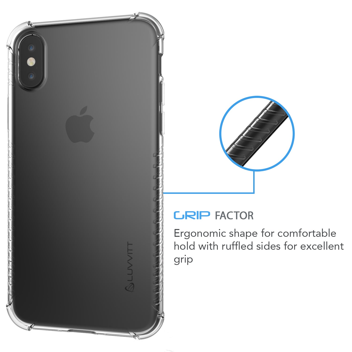 Luvvitt Clear Grip Flexible Slim Shock Proof TPU Case for Apple iPhone X / XS - Clear
