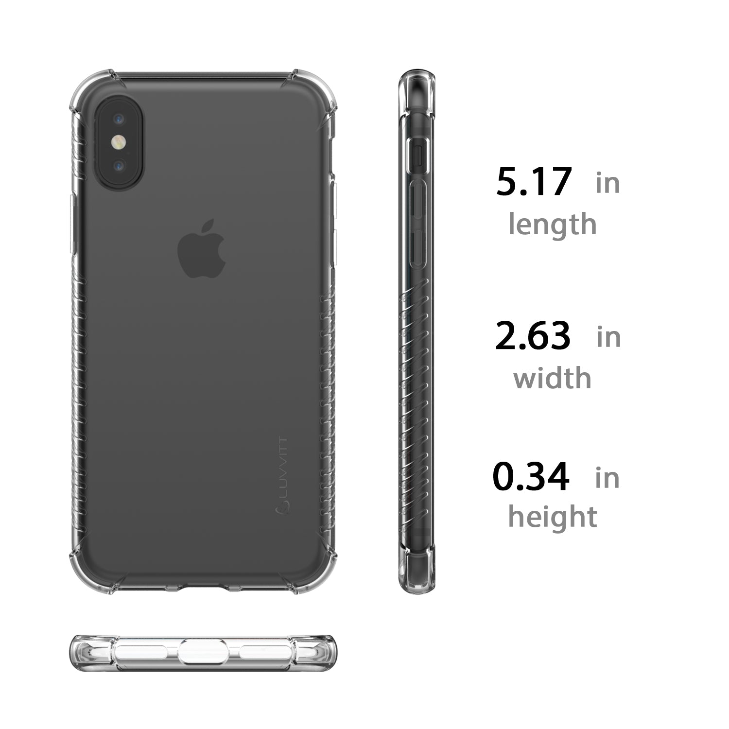Luvvitt Clear Grip Flexible Slim Shock Proof TPU Case for Apple iPhone X / XS - Clear