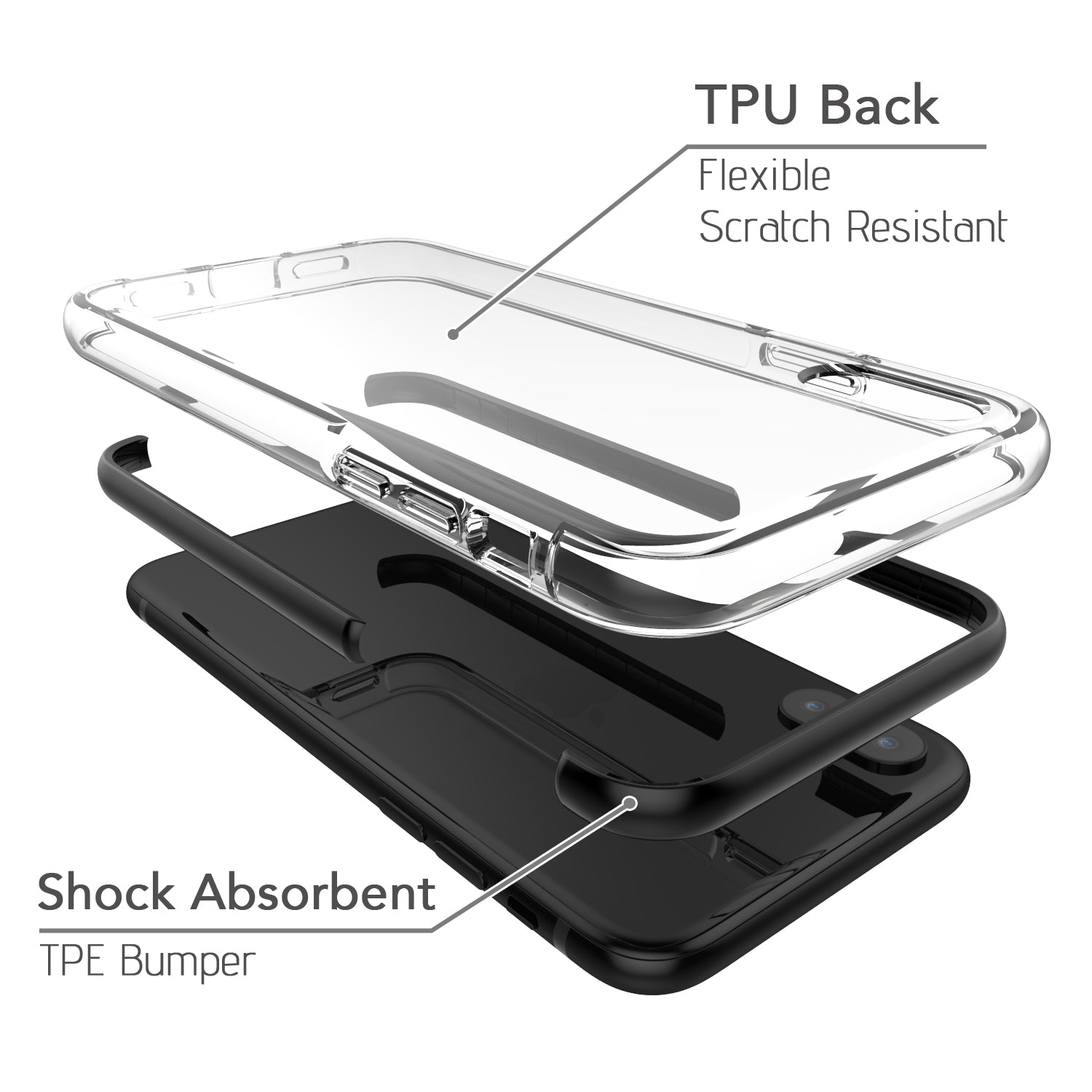 Luvvitt ProofTech Drop Protection Hybrid Case for iPhone XS / X - Clear / Black