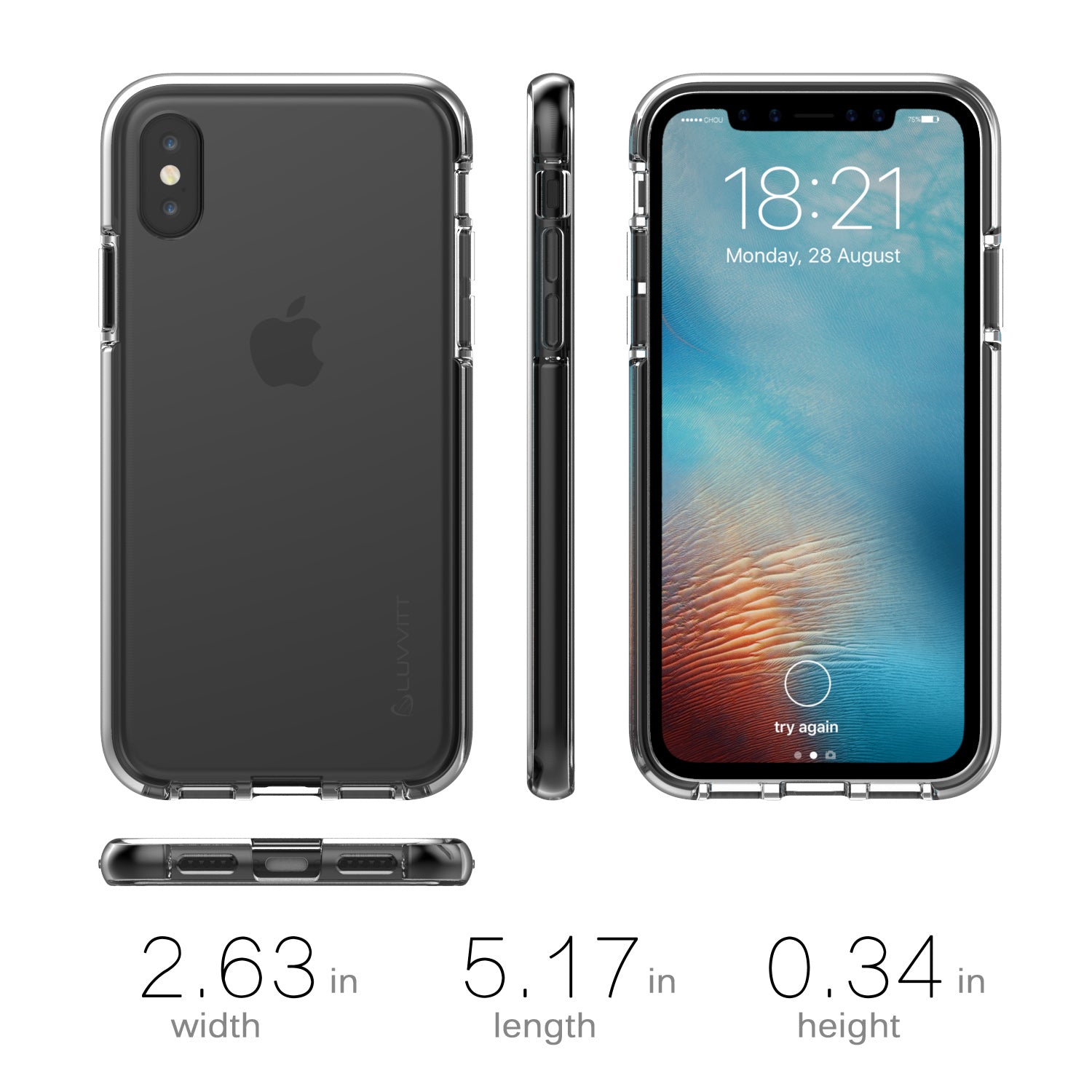 Luvvitt ProofTech Drop Protection Hybrid Case for iPhone XS / X - Clear / Black