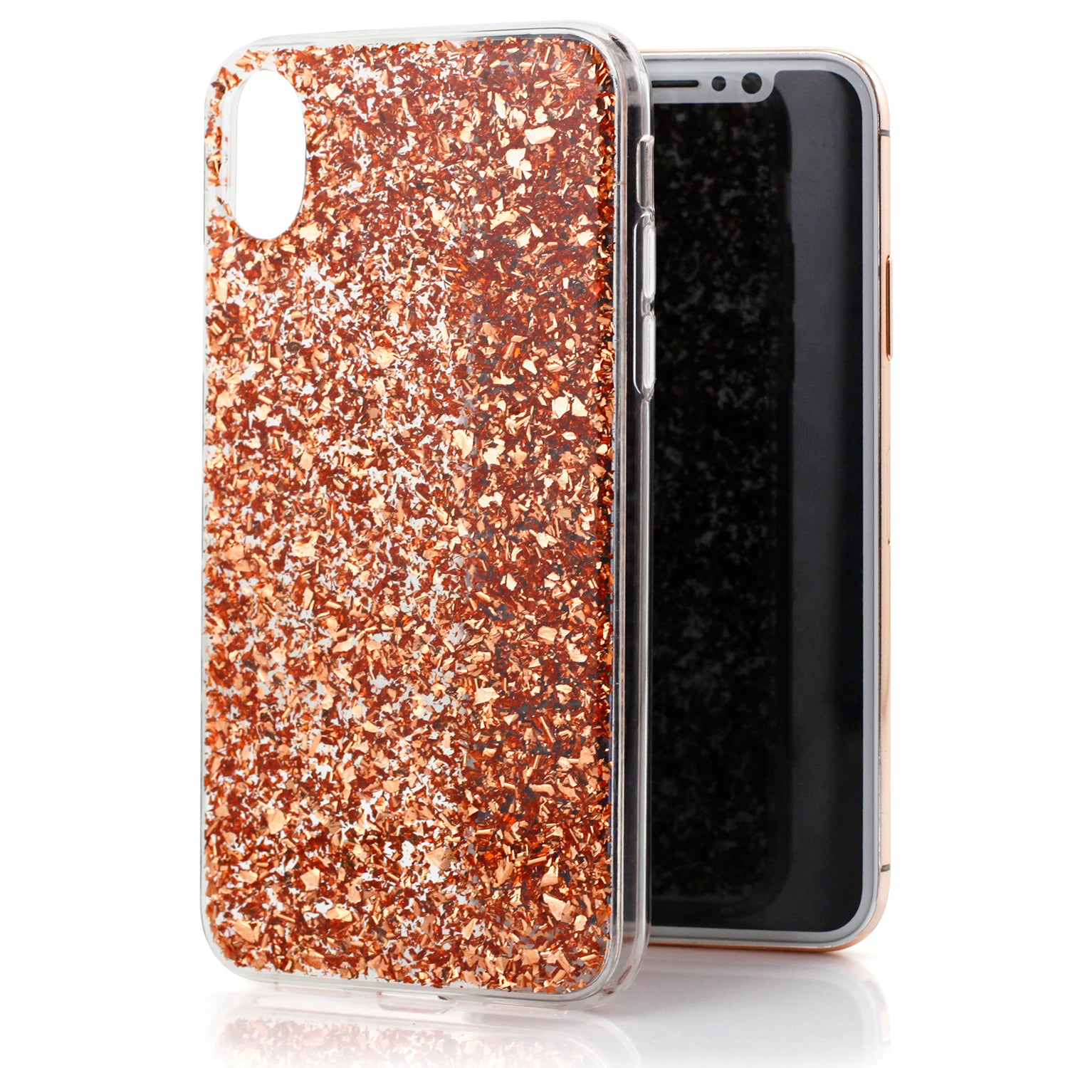 Luvvitt Brilliance Case for iPhone XS X with Glitter Rose Gold