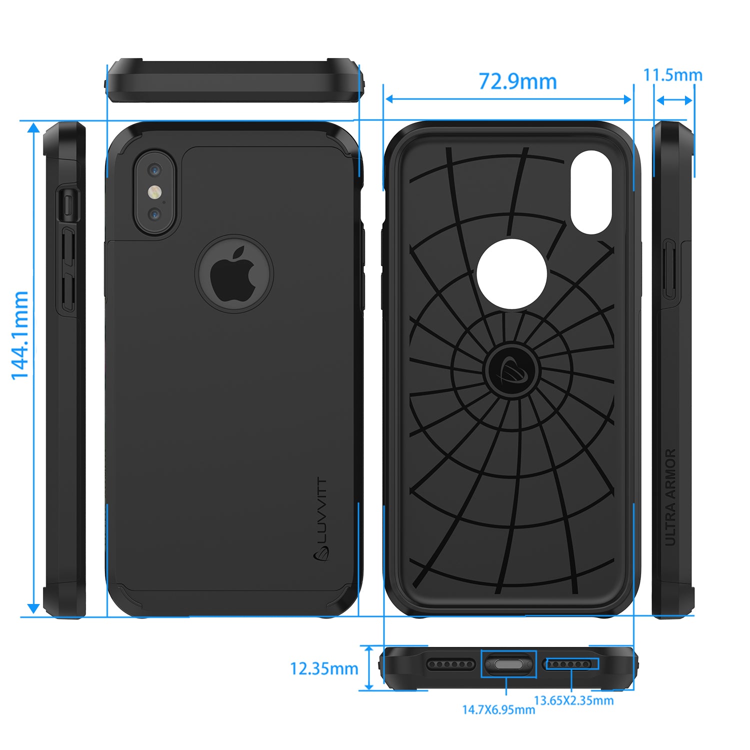 Luvvitt Ultra Armor Dual Layer Case for iPhone X / XS - Black