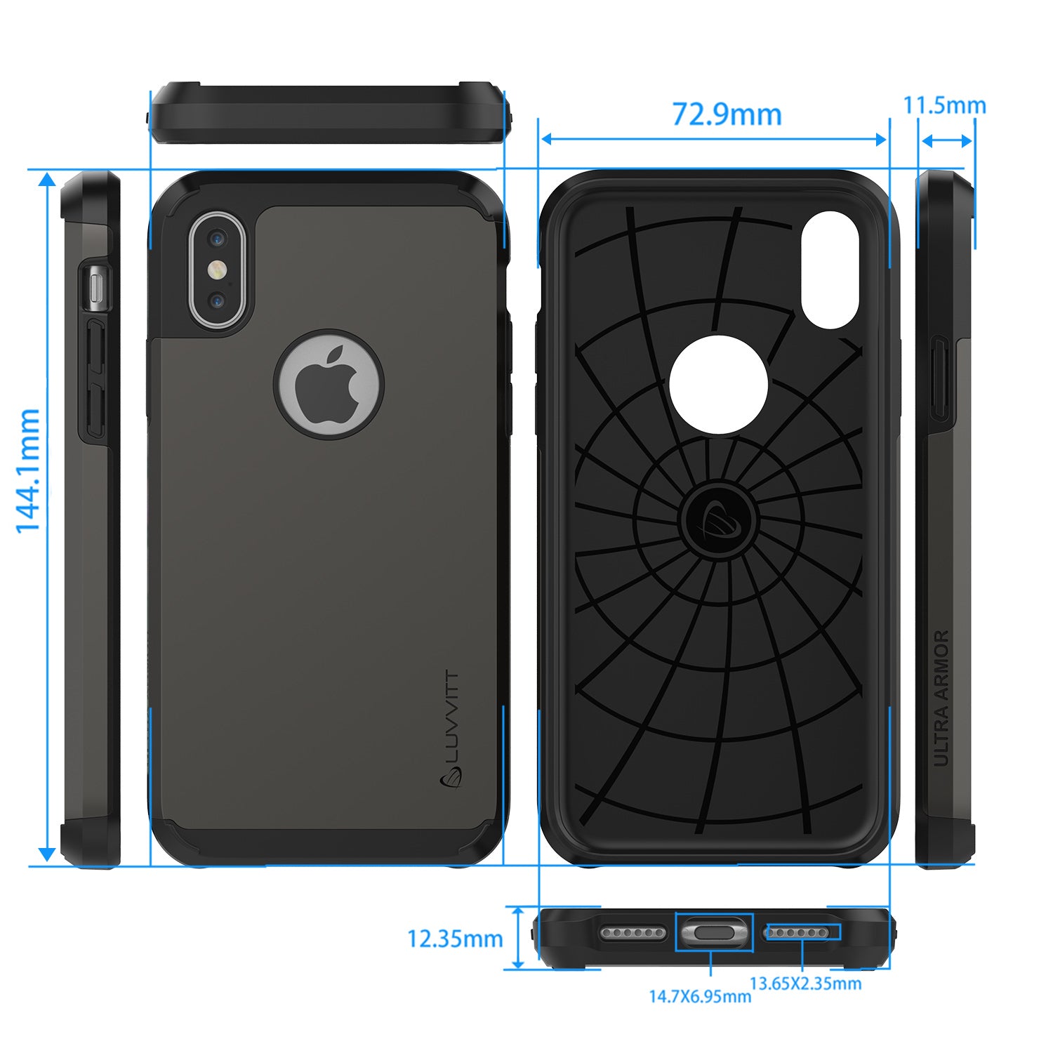 Luvvitt Ultra Armor Dual Layer Case for iPhone X / XS - Gunmetal