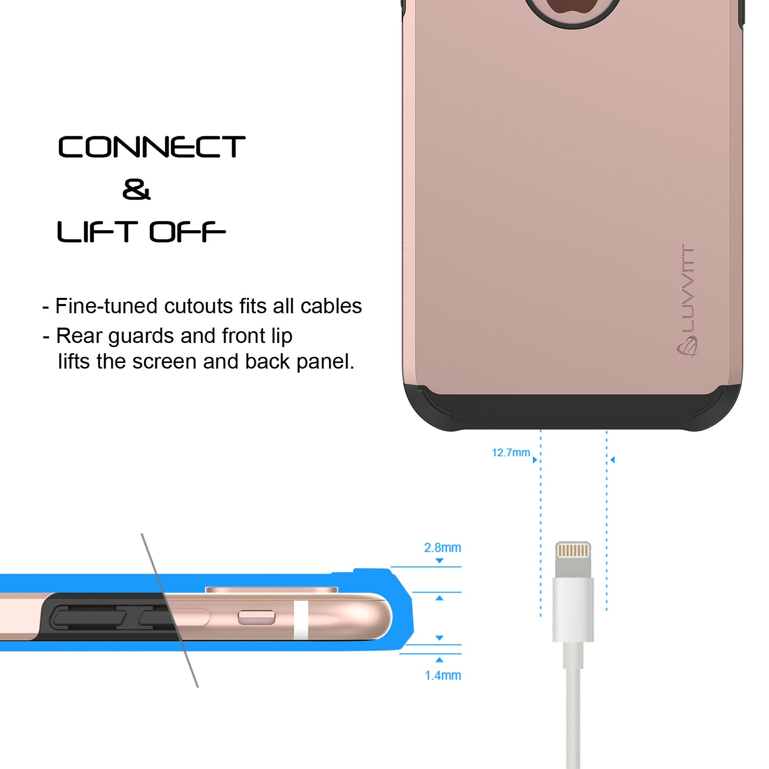Luvvitt Ultra Armor Dual Layer Case for iPhone XS / X 5.8 2017-2018 - Rose Gold