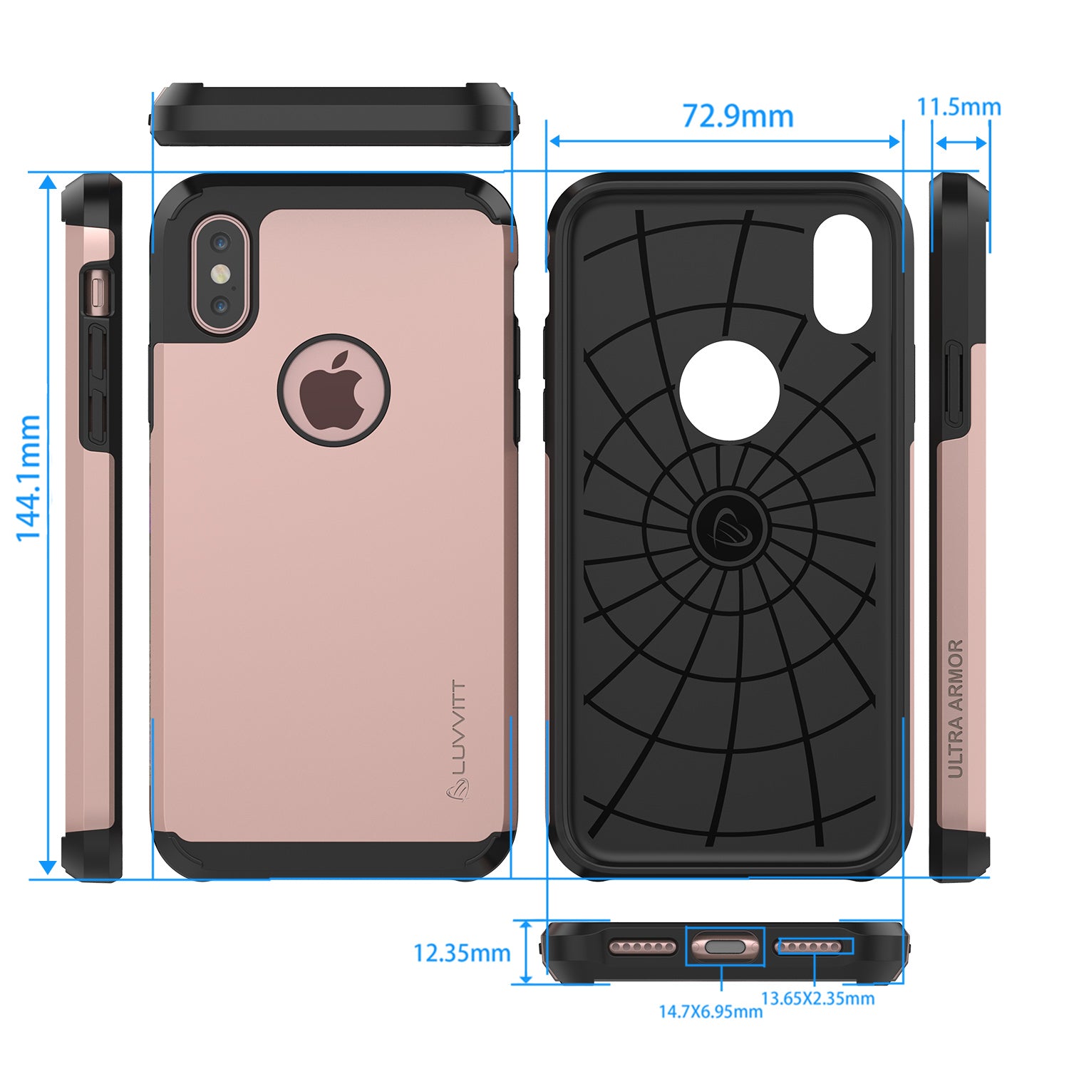 Luvvitt Ultra Armor Dual Layer Case for iPhone XS / X 5.8 2017-2018 - Rose Gold