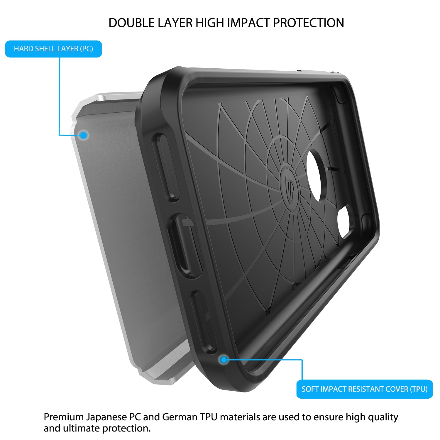 Luvvitt Ultra Armor Dual Layer Case for iPhone XS / X 5.8 inch 2017-2018 Silver