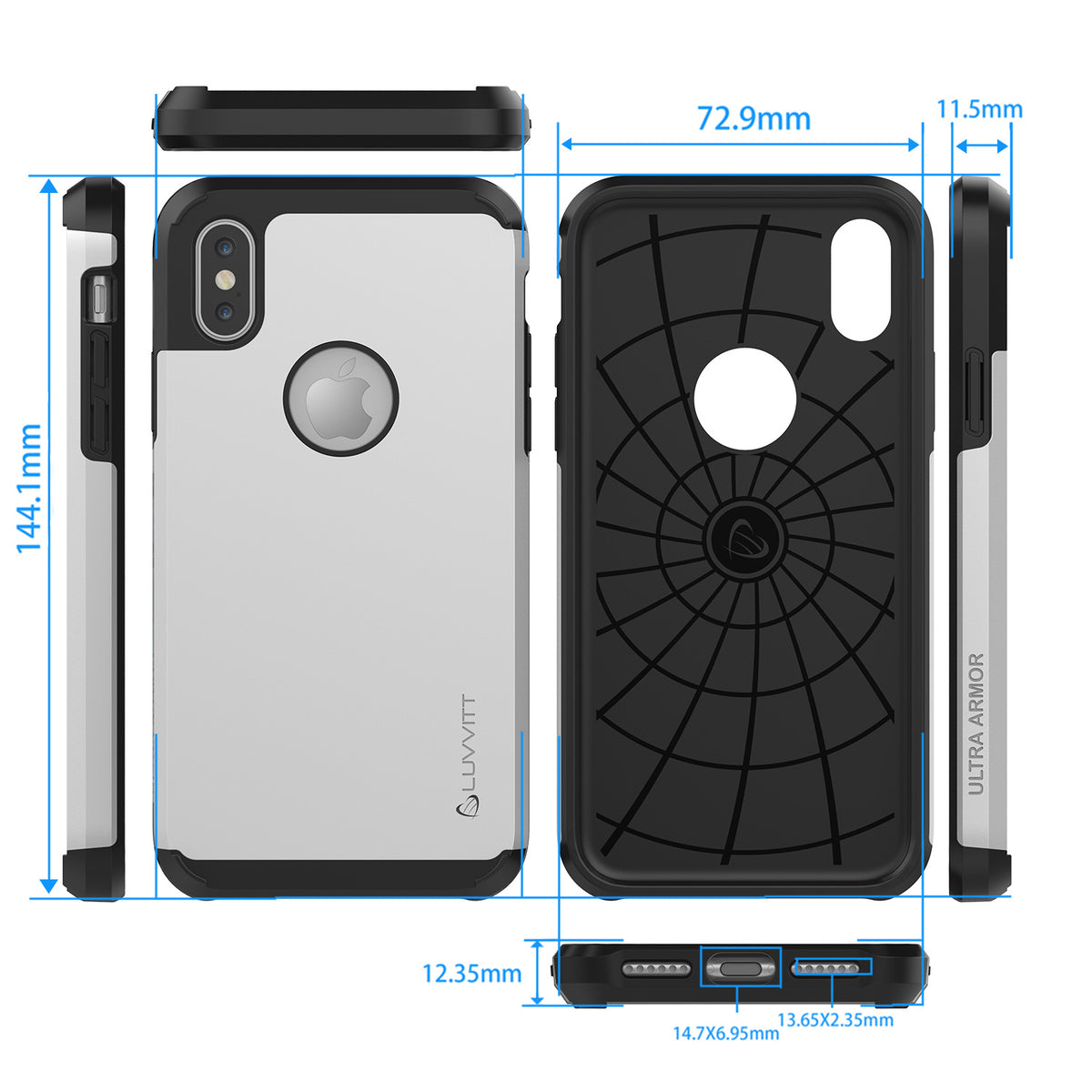 Luvvitt Ultra Armor Dual Layer Case for iPhone X / XS - Silver