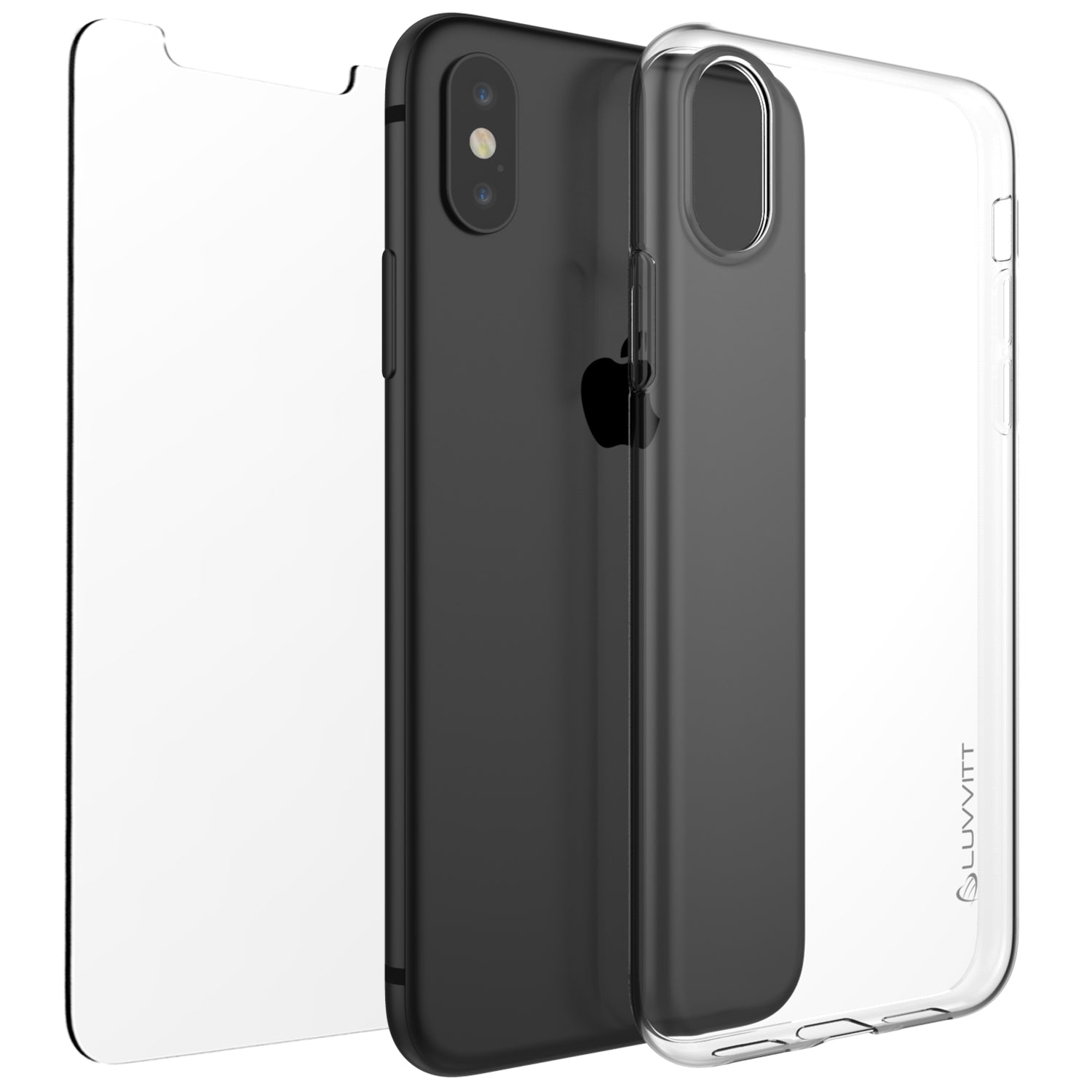 Luvvitt Clarity Case and Tempered Glass Screen Protector for iPhone X / XS - Bundle