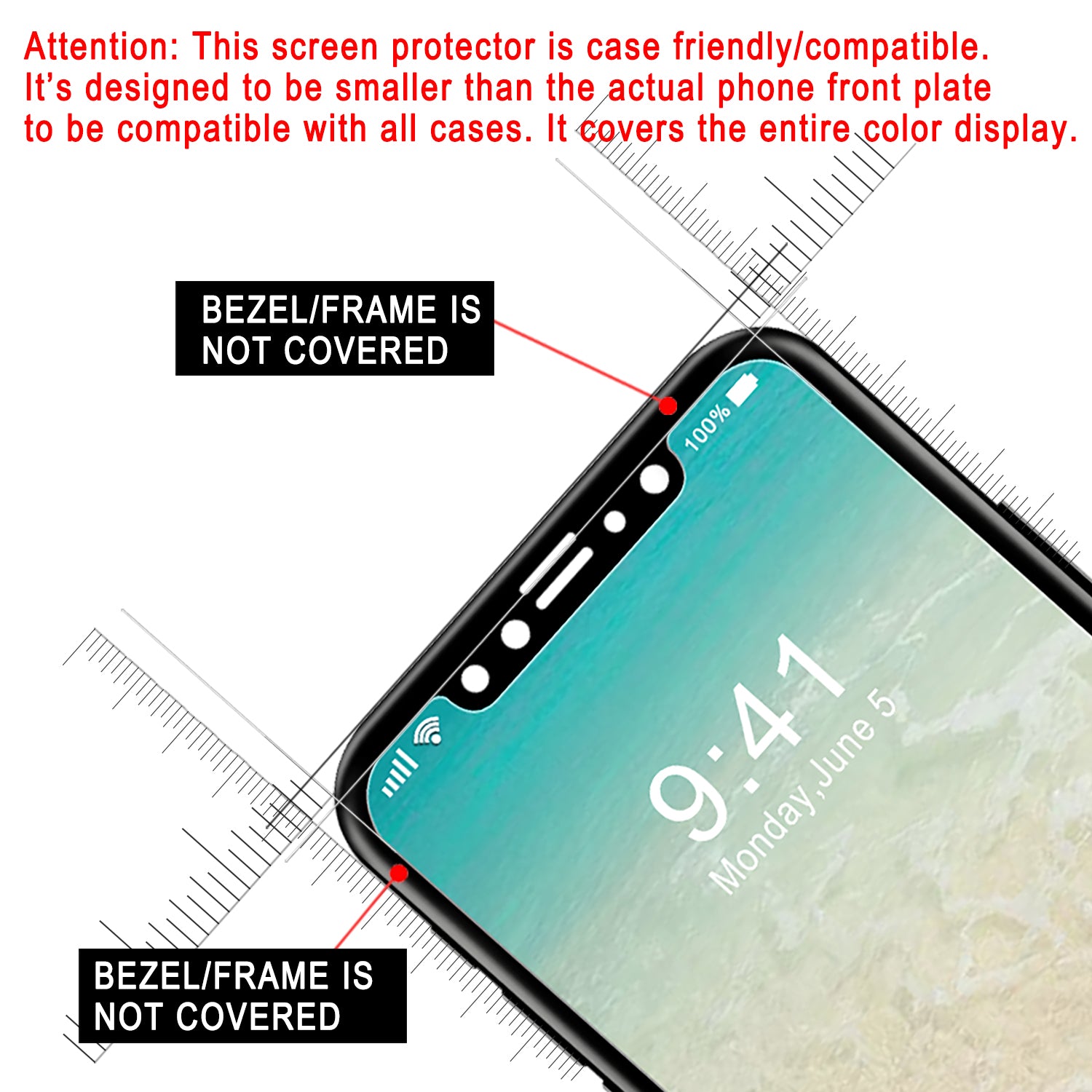 Luvvitt 2 Pack Tempered Glass Screen Protector for iPhone X / XS - Crystal Clear