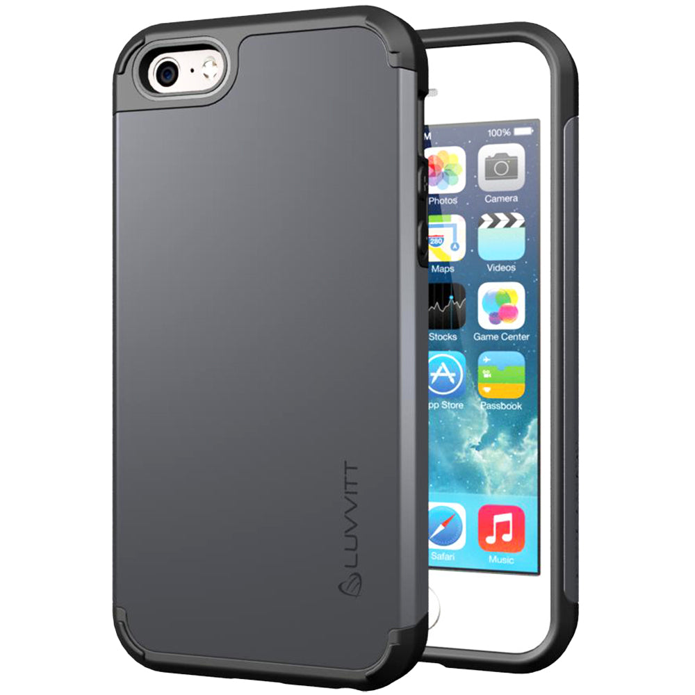 LUVVITT ULTRA ARMOR iPhone SE 2016 Case | Dual Layer Back Cover - Gunmetal