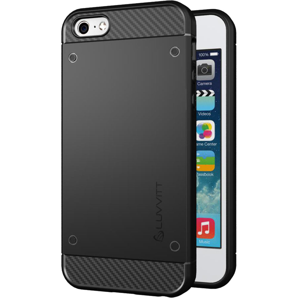 LUVVITT SLEEK ARMOR iPhone 5 SE Case | Dual Layer Back Cover - Black (2016 only)