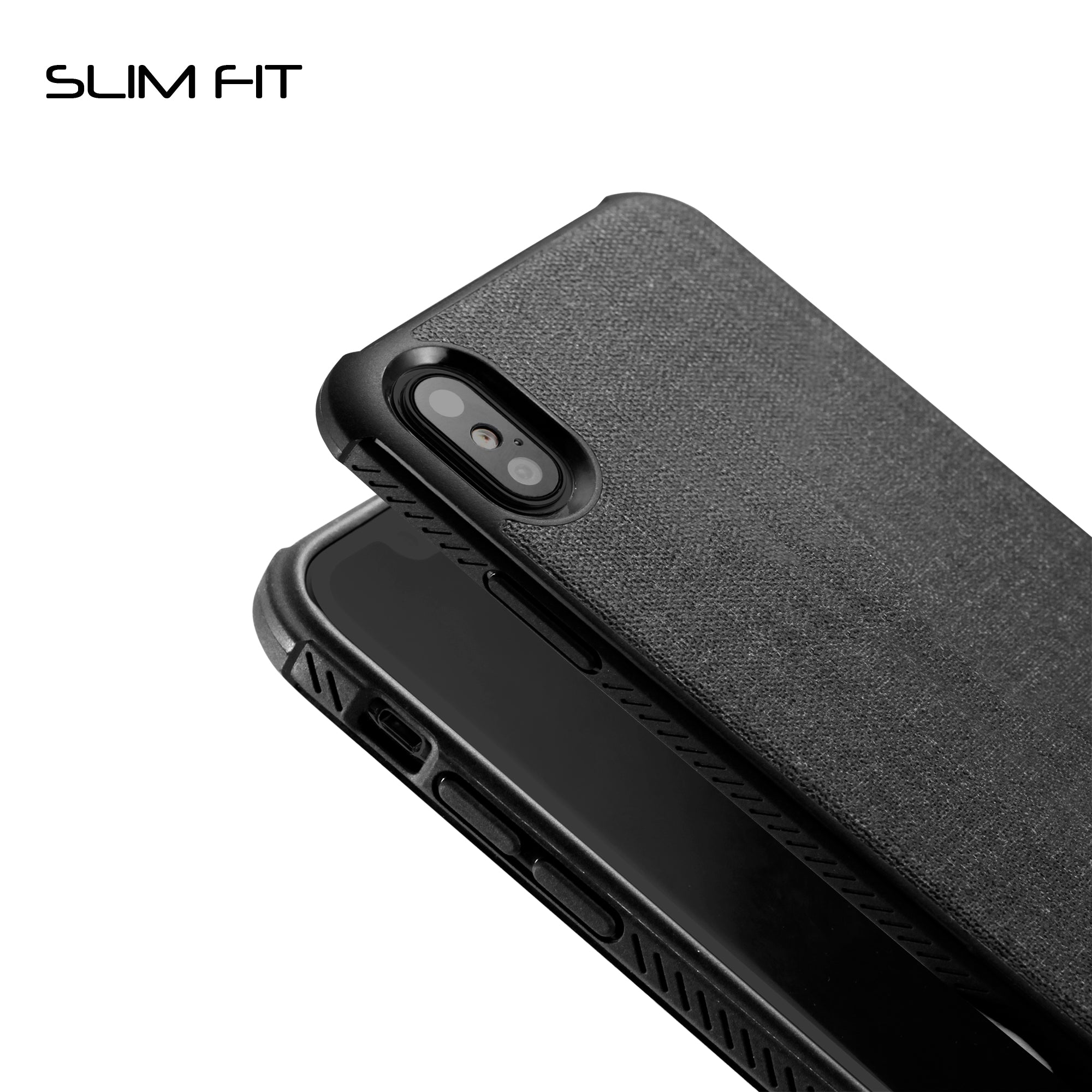 Luvvitt Sleek Armor Case with Fabric for iPhone X / XS - Black / Carbon Fiber