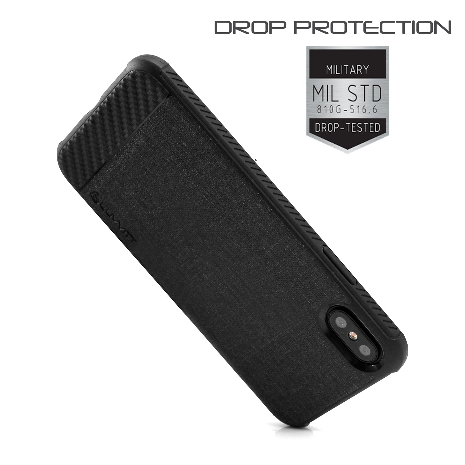 Luvvitt Sleek Armor Case with Fabric for iPhone X / XS - Black / Carbon Fiber