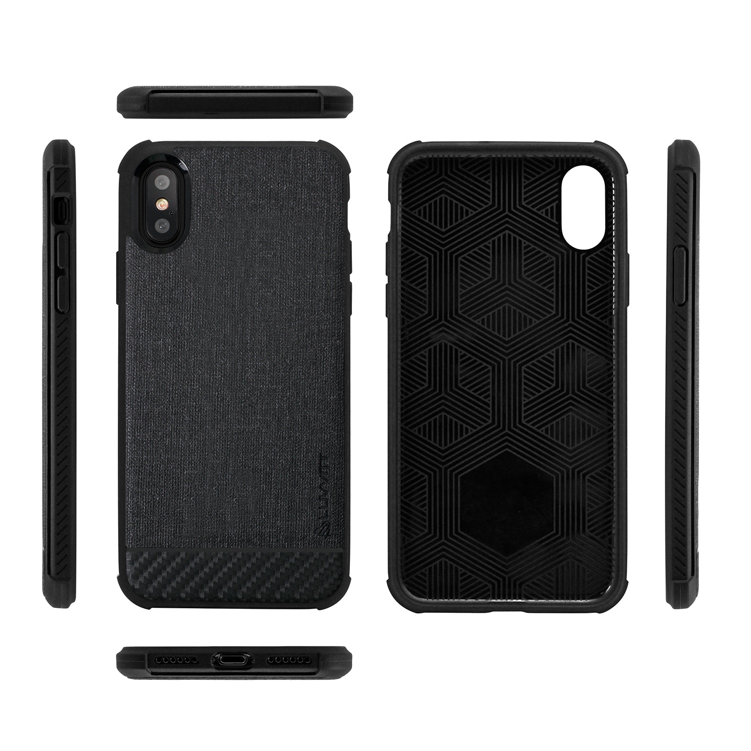 Luvvitt Sleek Armor Case with Fabric for iPhone X / XS - Black / Carbon Fiber