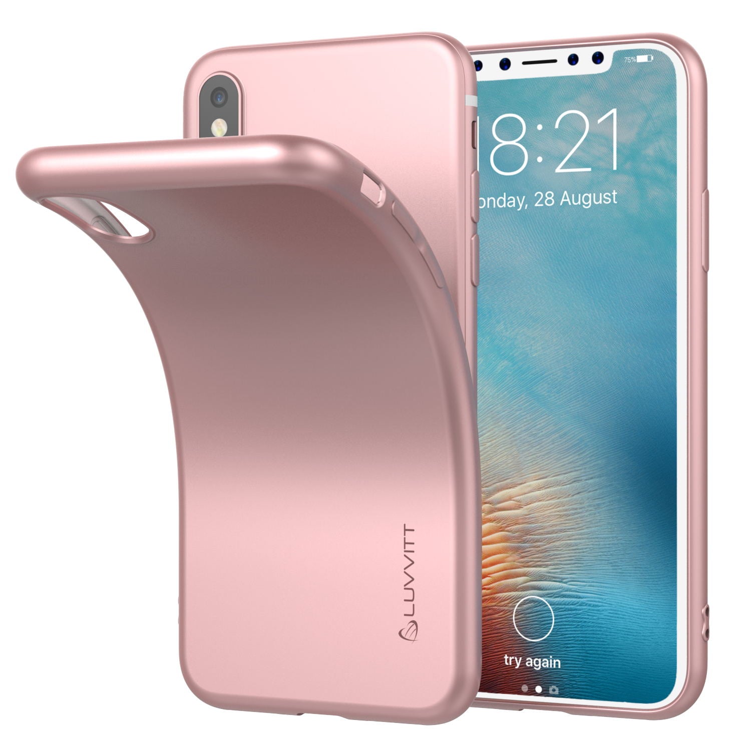 Luvvitt Ultra Slim Case for iPhone X Flexible Soft Feel TPU Cover - Rose Gold