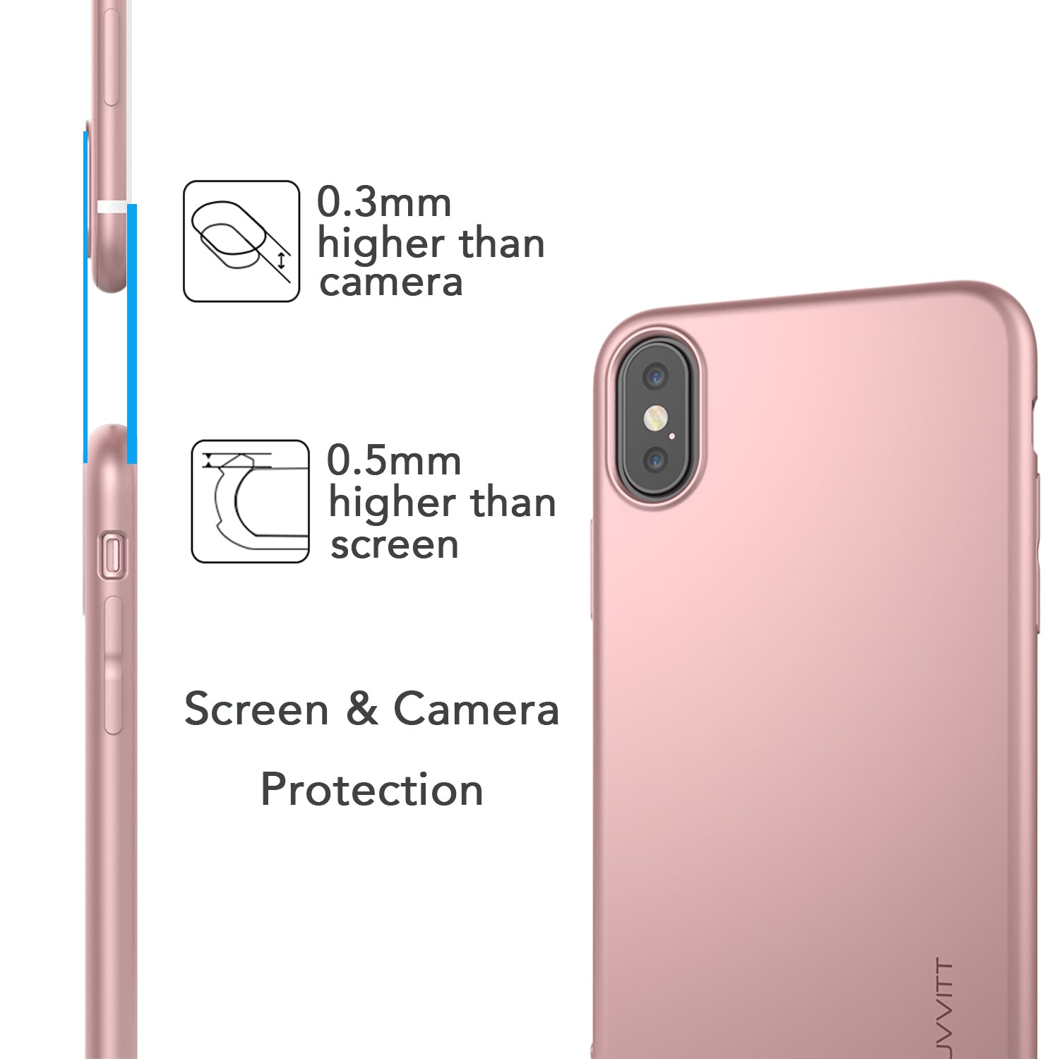 Luvvitt Ultra Slim Case for iPhone X Flexible Soft Feel TPU Cover - Rose Gold