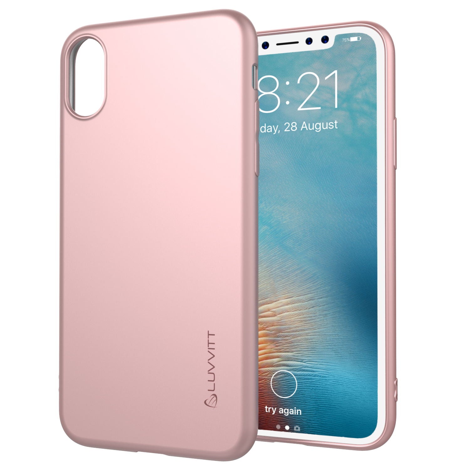 Luvvitt Ultra Slim Case for iPhone X Flexible Soft Feel TPU Cover - Rose Gold