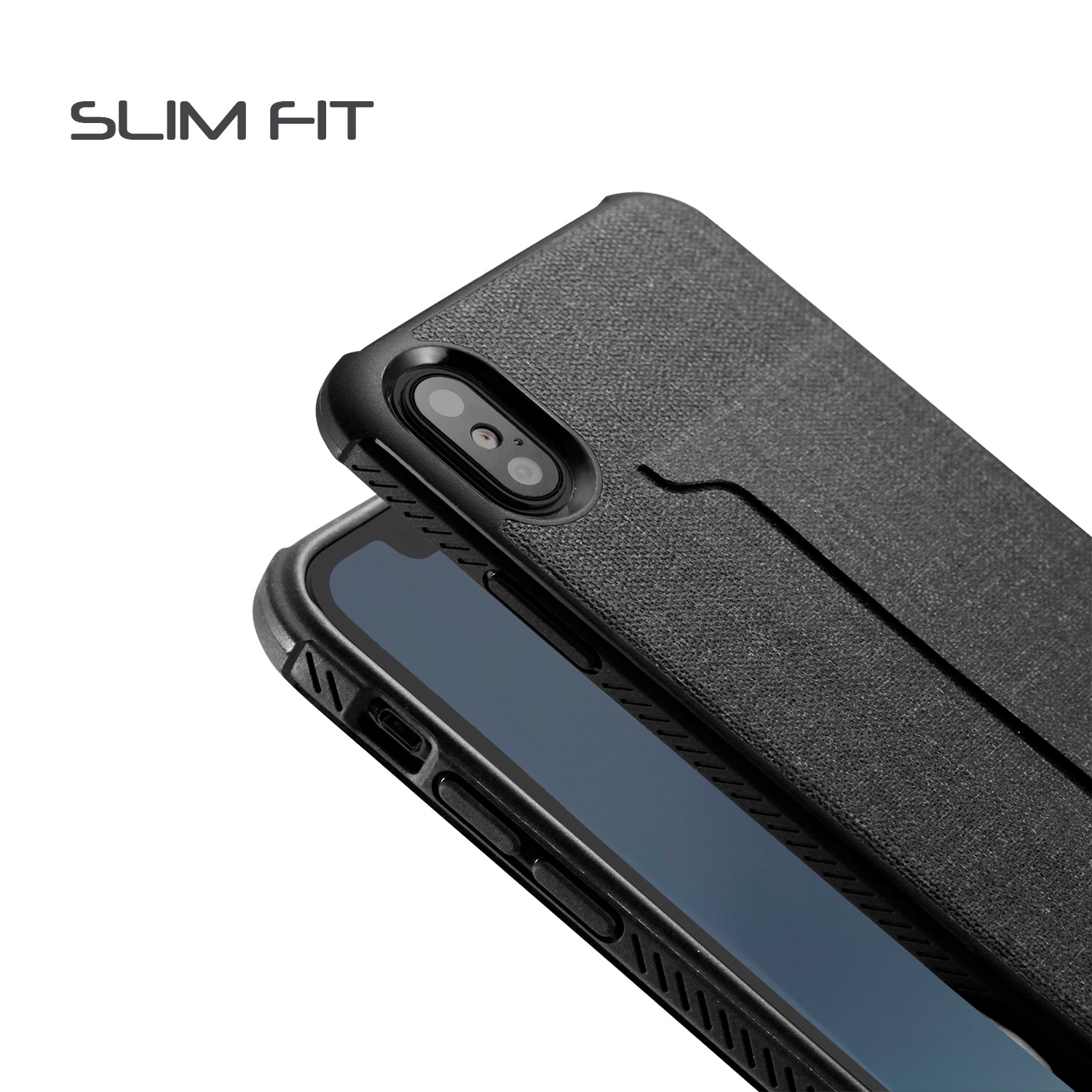 Luvvitt Gabbana Wallet Case with Fabric for iPhone XS / X - Black / Carbon Fiber