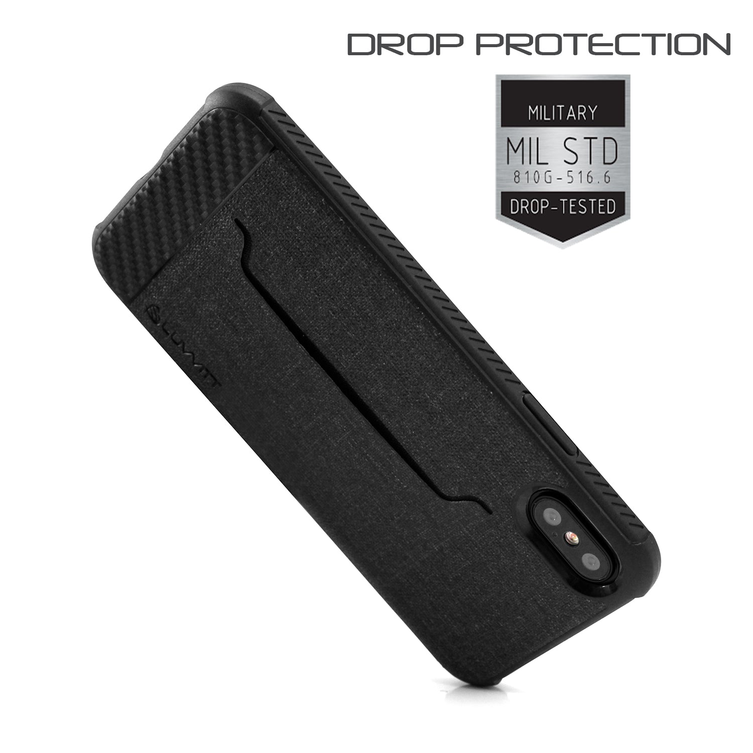 Luvvitt Gabbana Wallet Case with Fabric for iPhone XS / X - Black / Carbon Fiber