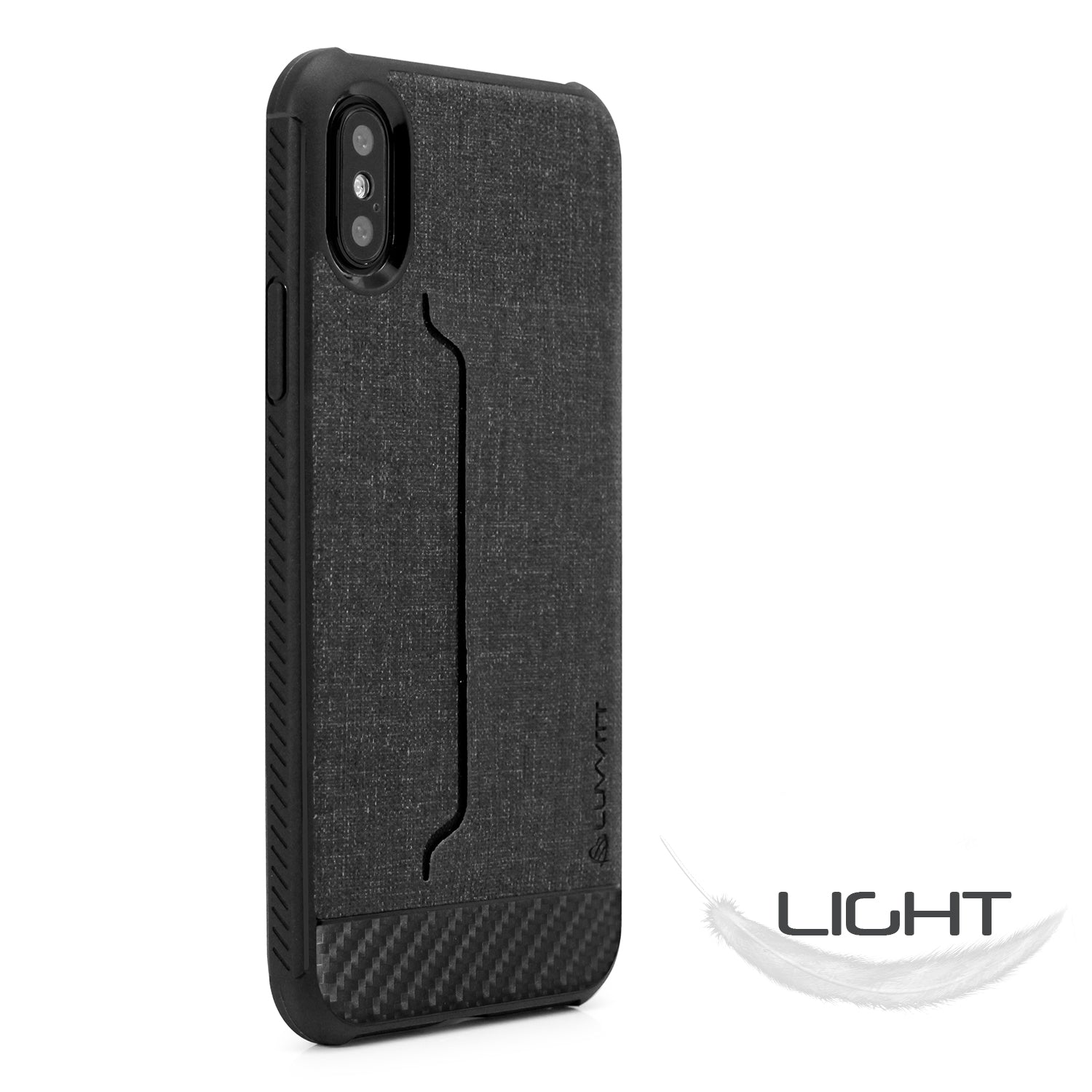 Luvvitt Gabbana Wallet Case with Fabric for iPhone XS / X - Black / Carbon Fiber