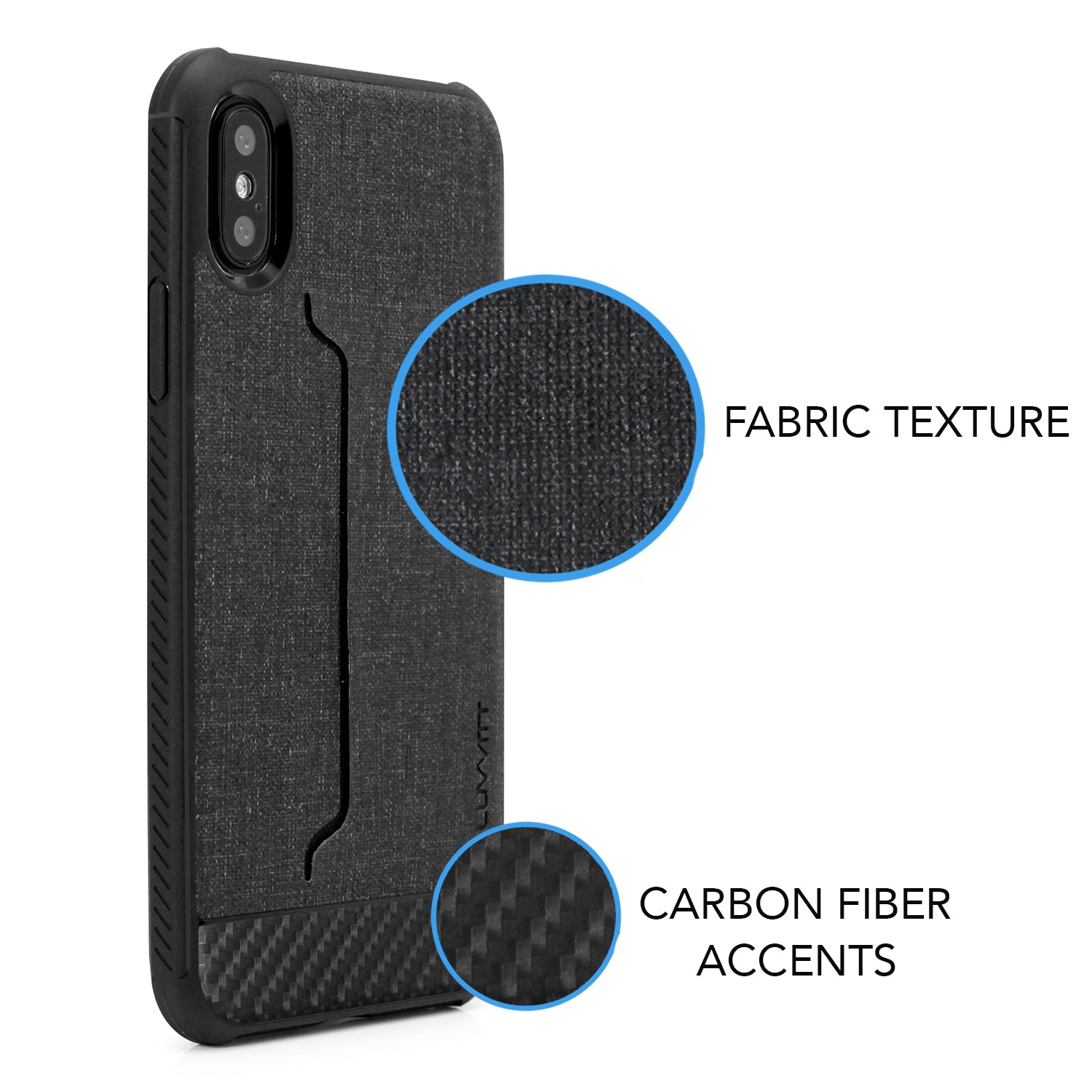 Luvvitt Gabbana Wallet Case with Fabric for iPhone XS / X - Black / Carbon Fiber