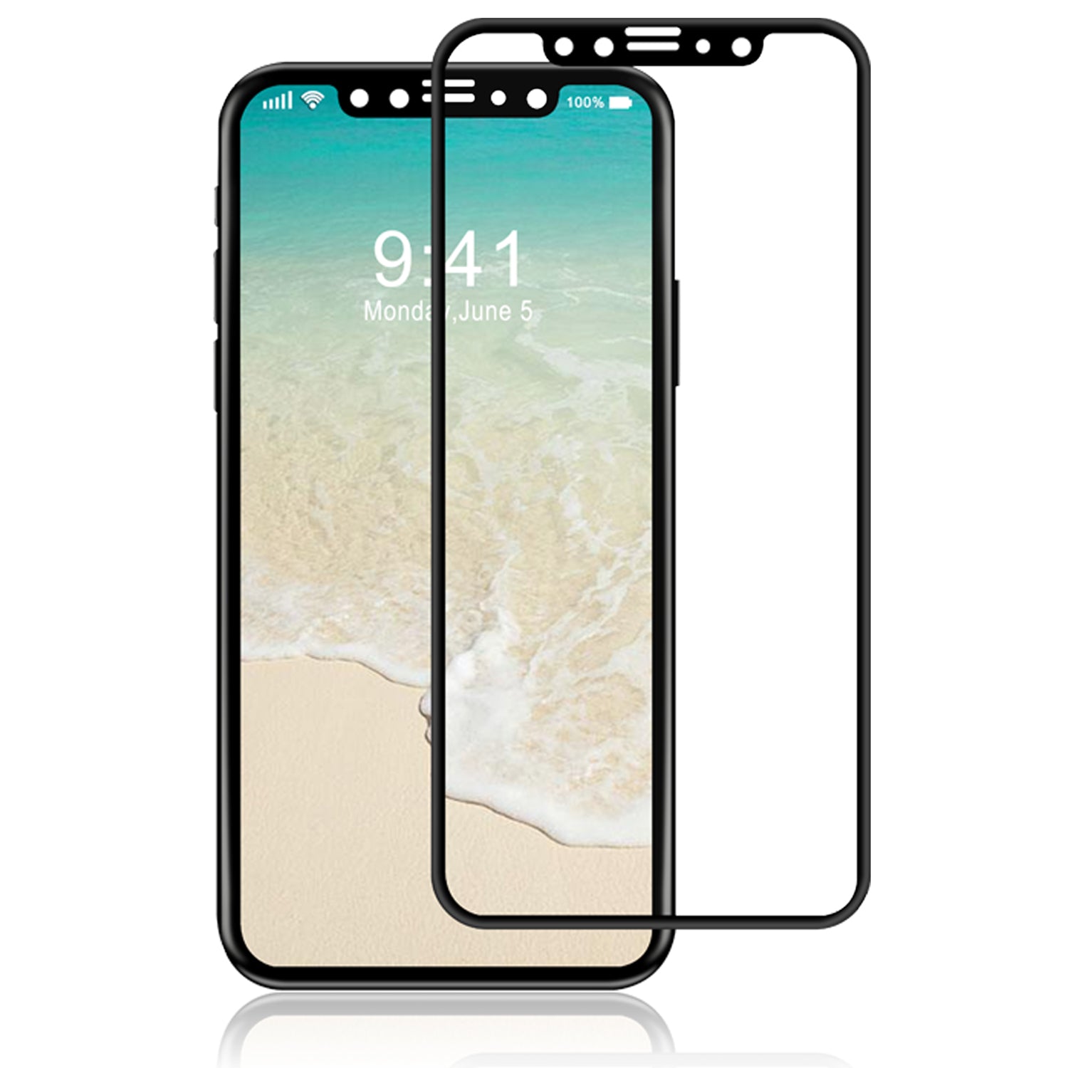 Luvvitt Tempered Glass Screen Protector 3D Case Friendly for iPhone X / XS - Black