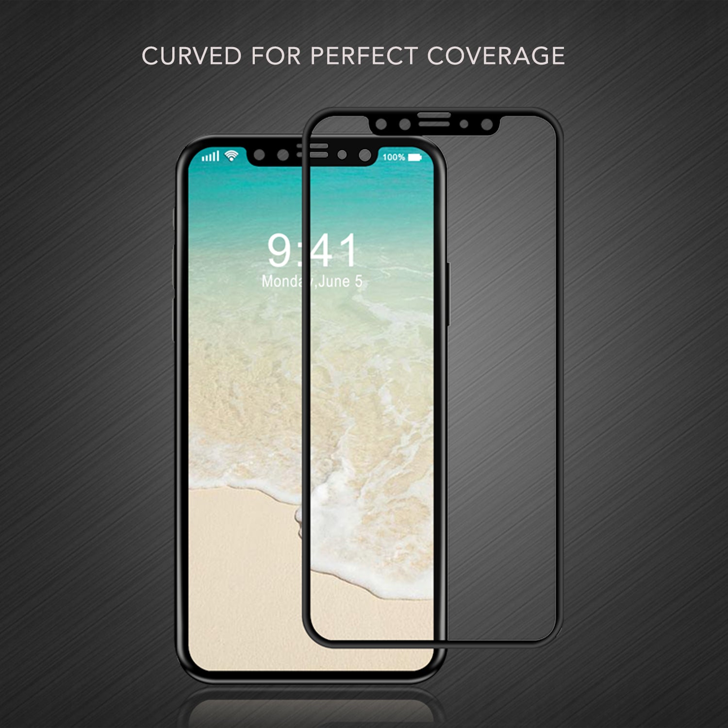 Luvvitt Tempered Glass Screen Protector 3D Case Friendly for iPhone X / XS - Black