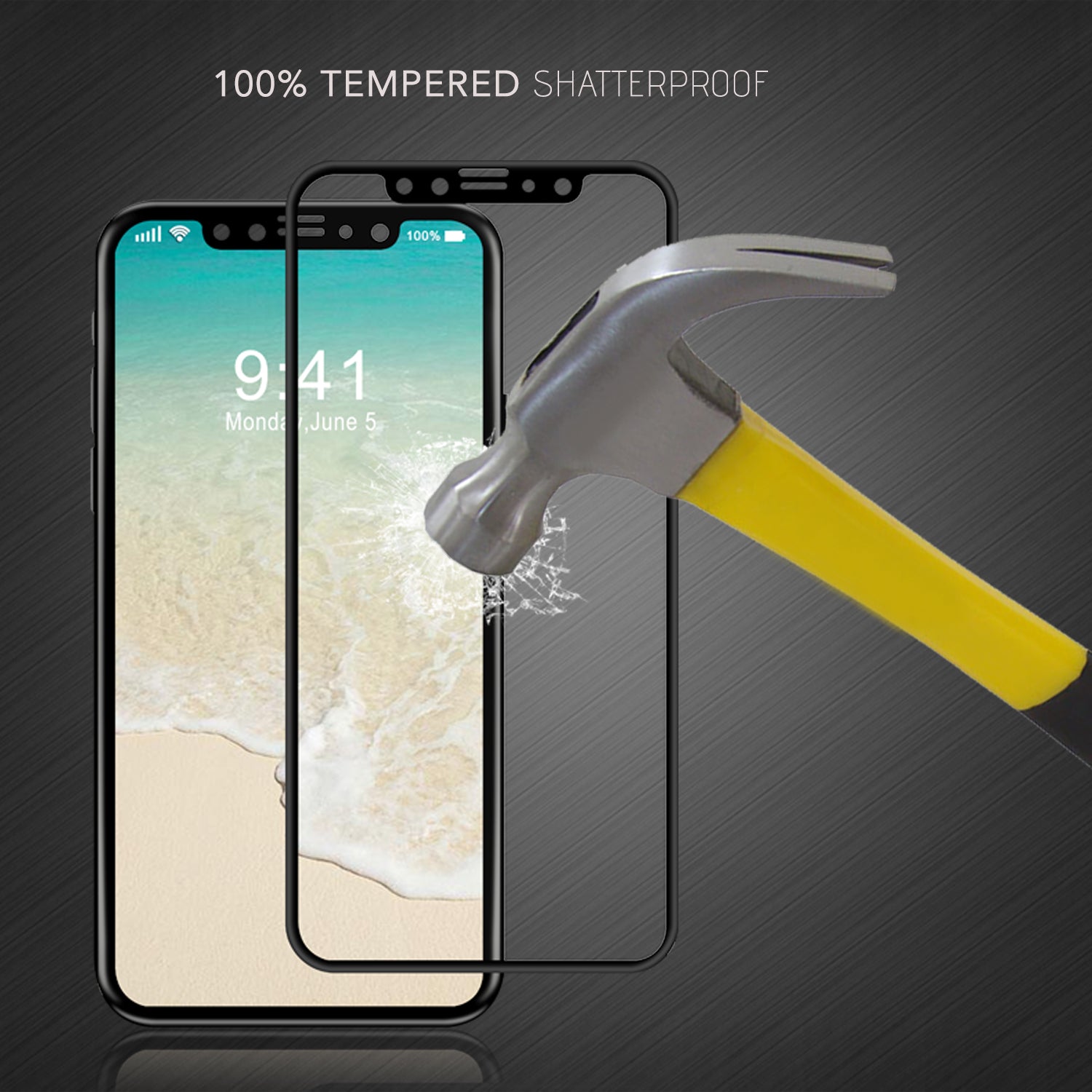 Luvvitt Tempered Glass Screen Protector 3D Case Friendly for iPhone X / XS - Black