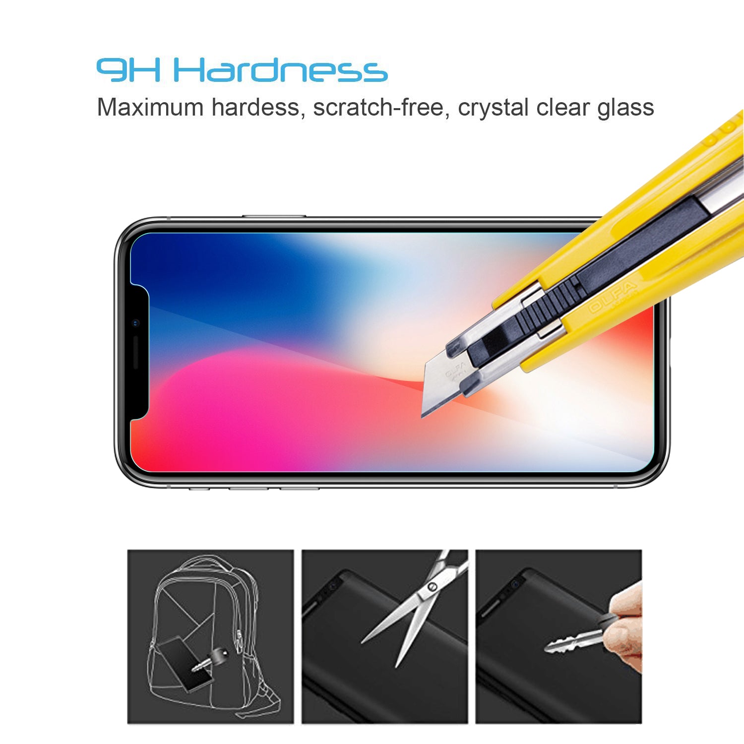 Luvvitt 2 Pack Tempered Glass Screen Protector  for iPhone XS / X Crystal Clear