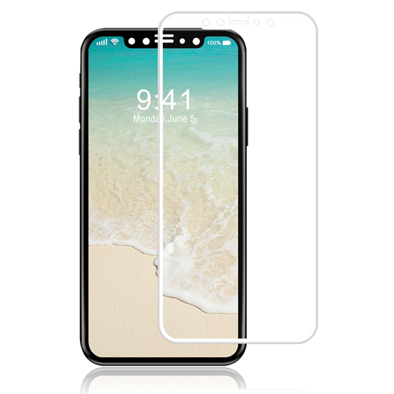Luvvitt Tempered Glass Screen Protector 3D Case Friendly for iPhone XS / X White