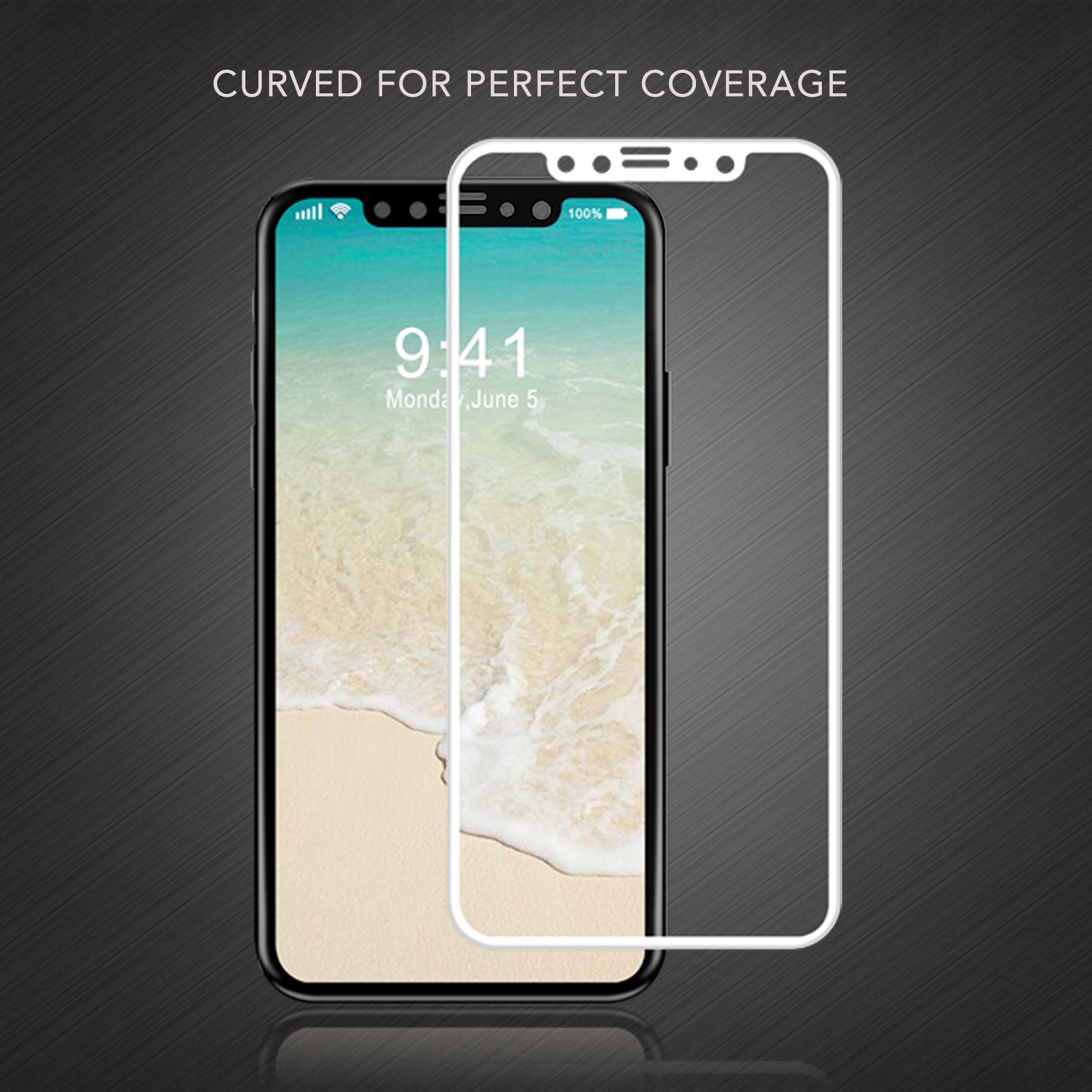Luvvitt Tempered Glass Screen Protector 3D Case Friendly for iPhone XS / X White
