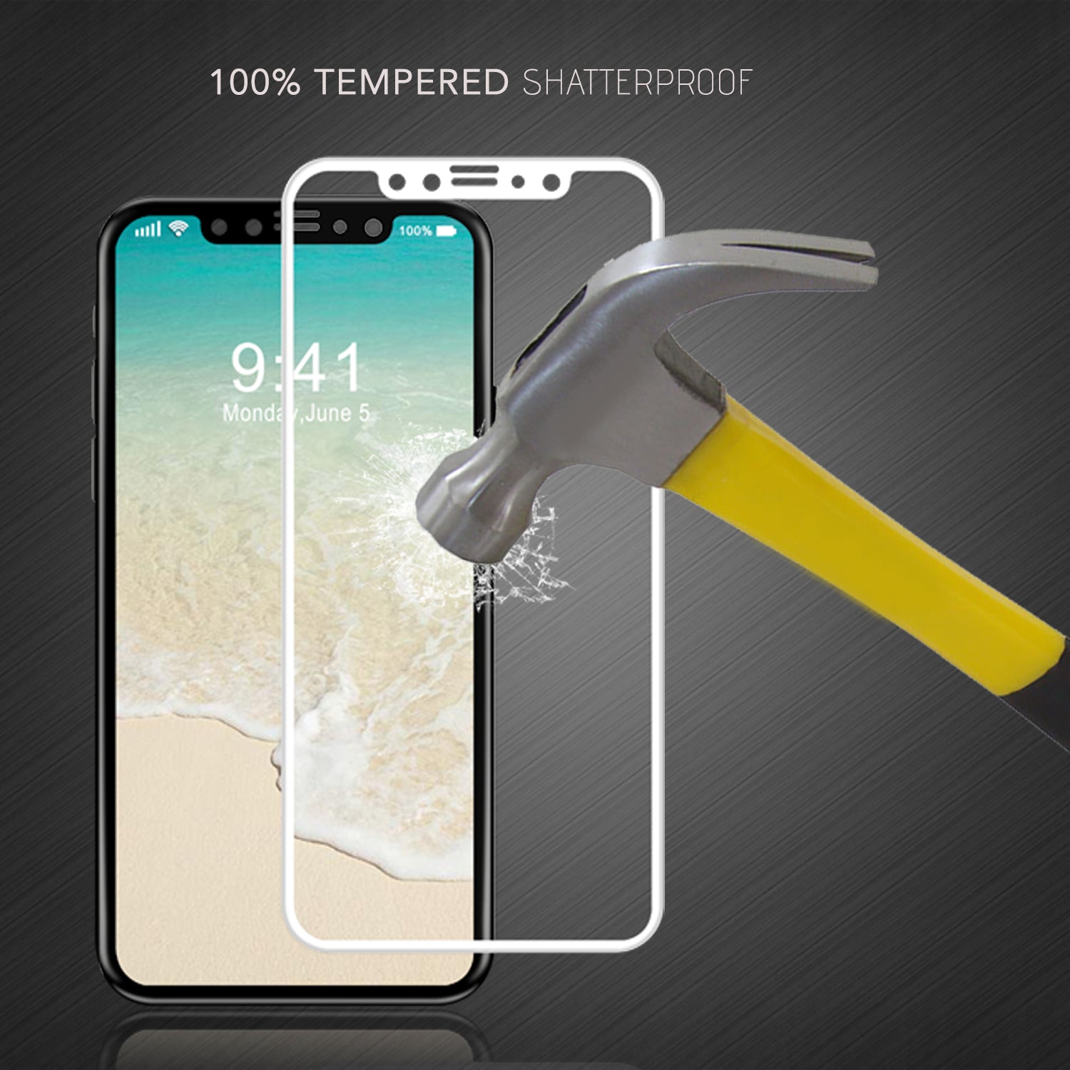 Luvvitt Tempered Glass Screen Protector 3D Case Friendly for iPhone XS / X White