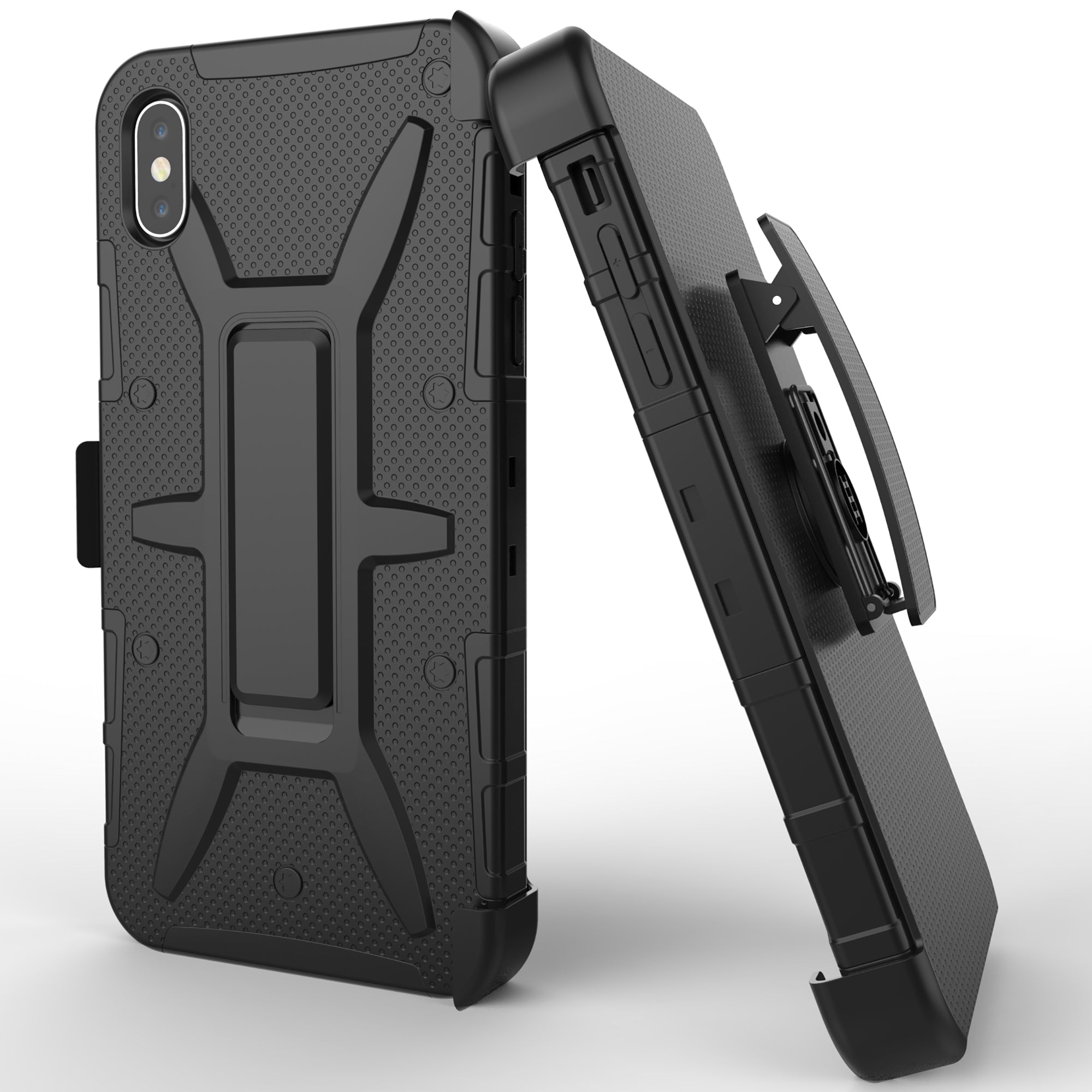 Luvvitt NCY iPhone XR Armor Case With Belt Clip Holster and Kickstand 6.1 2018 Black