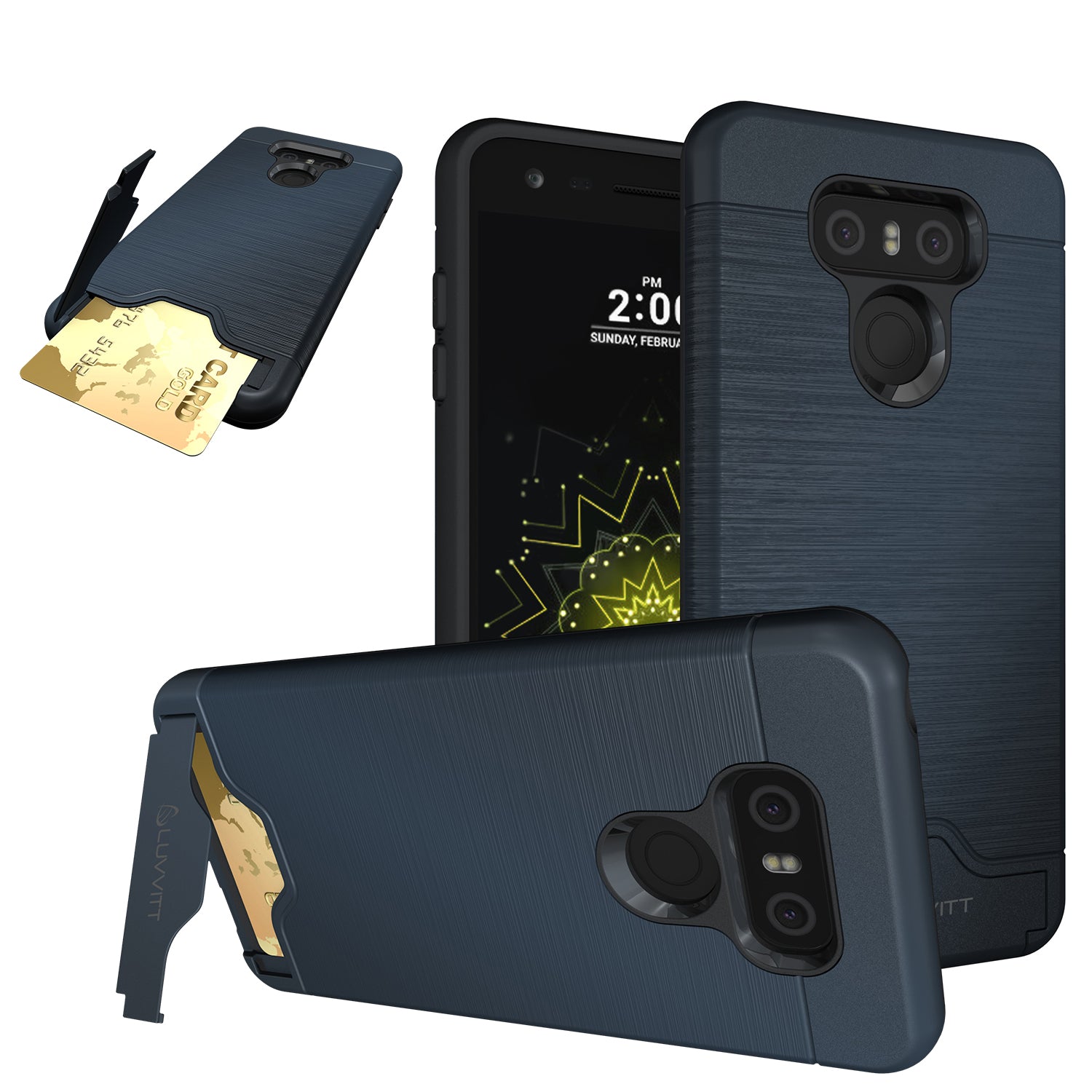 LUVVITT ARMOR WALLET Card Slot Case with Kickstand for LG G6 - Royal Blue