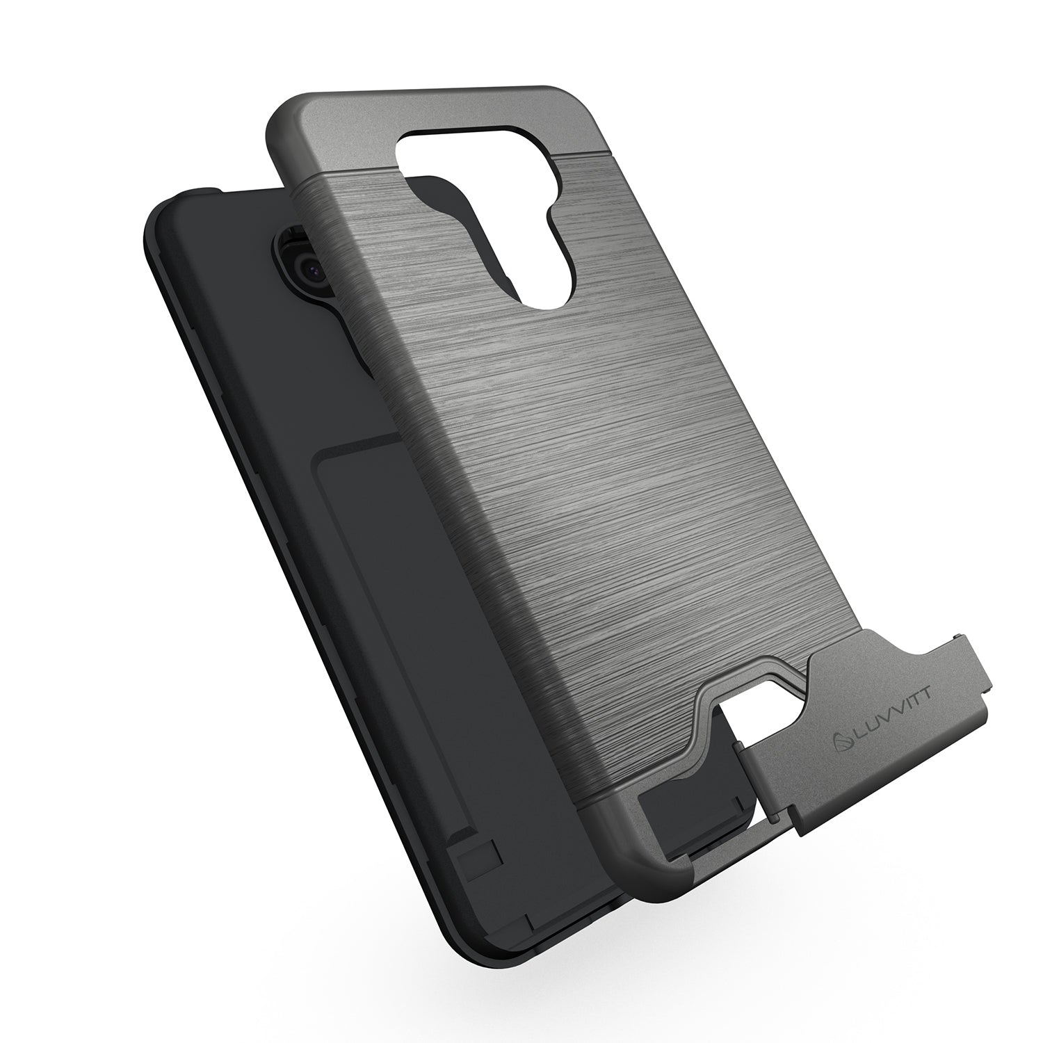 LUVVITT ARMOR WALLET Card Slot Case with Kickstand for LG G6 - Platinum Gray