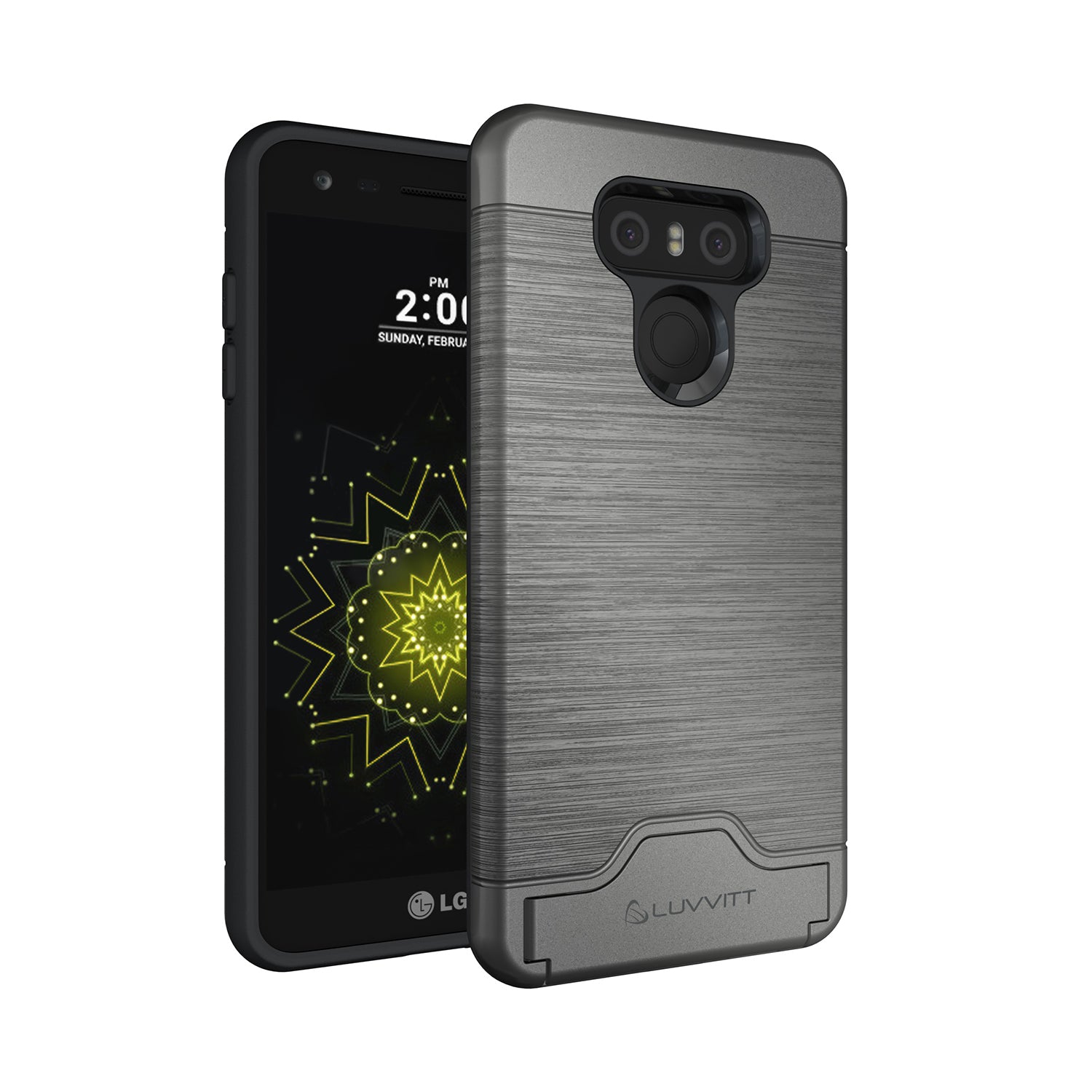 LUVVITT ARMOR WALLET Card Slot Case with Kickstand for LG G6 - Platinum Gray