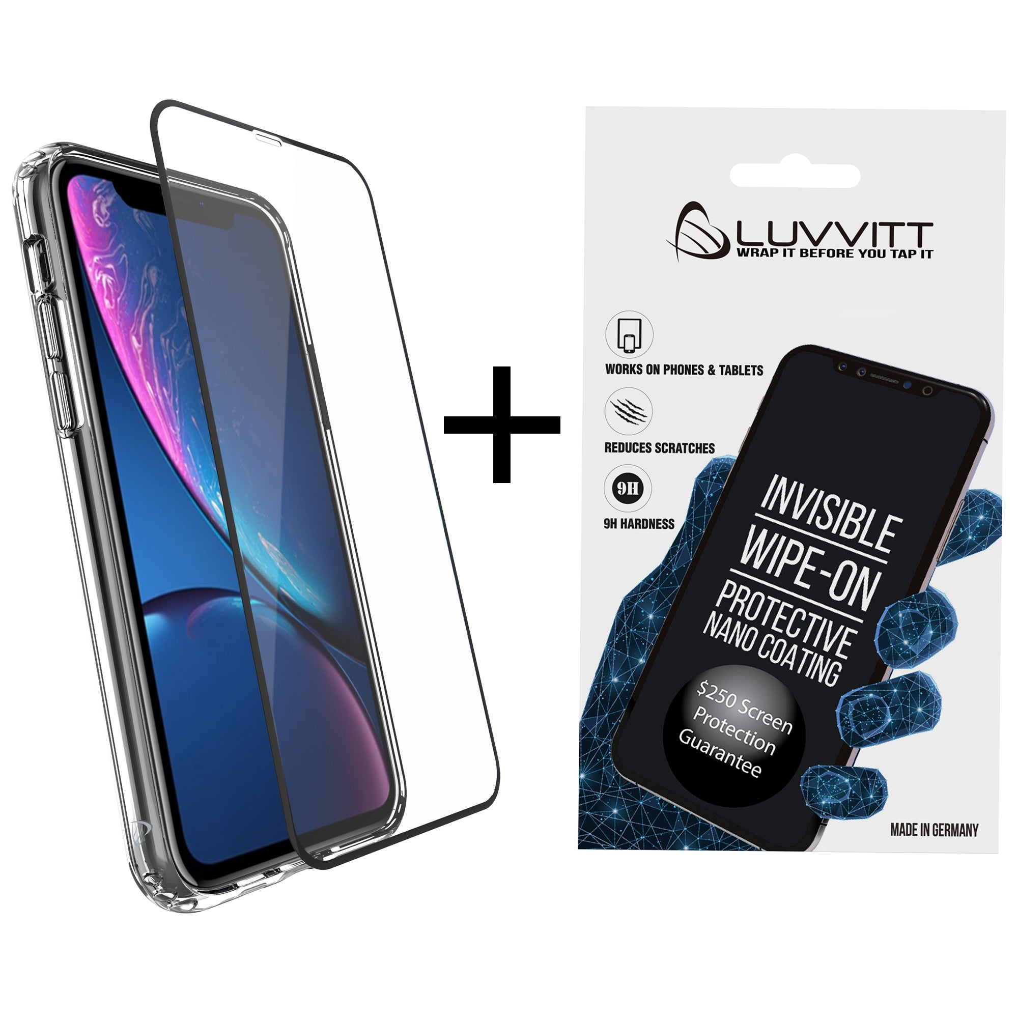 Luvvitt $250 Screen Protection Guarantee Liquid Glass + Tempered Glass Protector Bundle for iPhone 11 Pro Max 2019