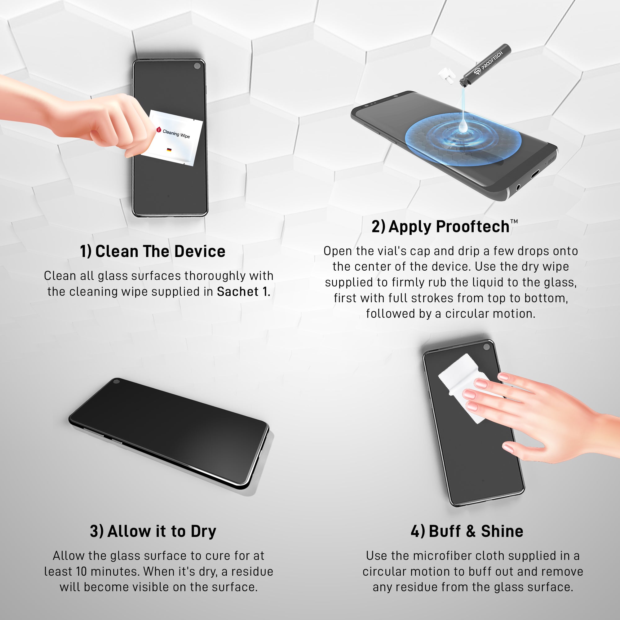 ProofTech Liquid Glass Screen Protector for All Smartphones Tablets and Watches - Bottle
