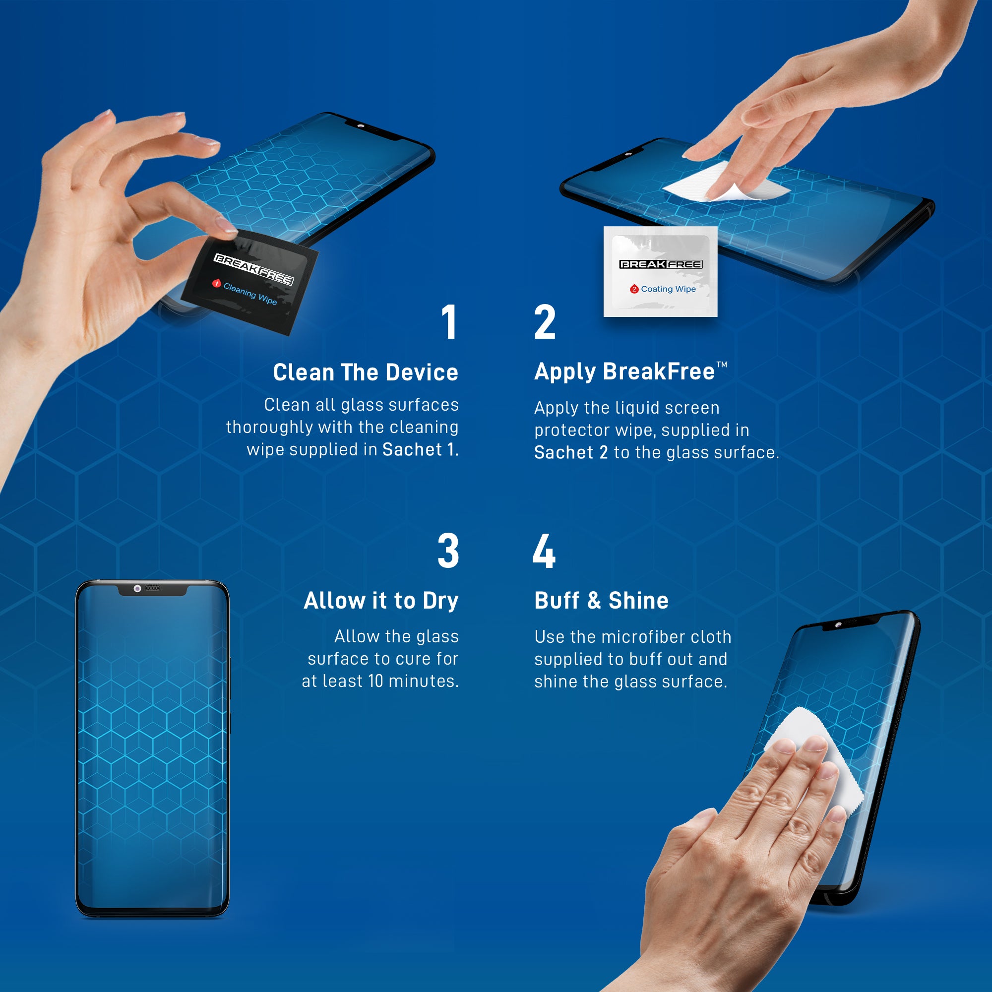 BREAK FREE Liquid Glass Screen Protector with $450 Guarantee for All Phones Tablets and Smart Watches