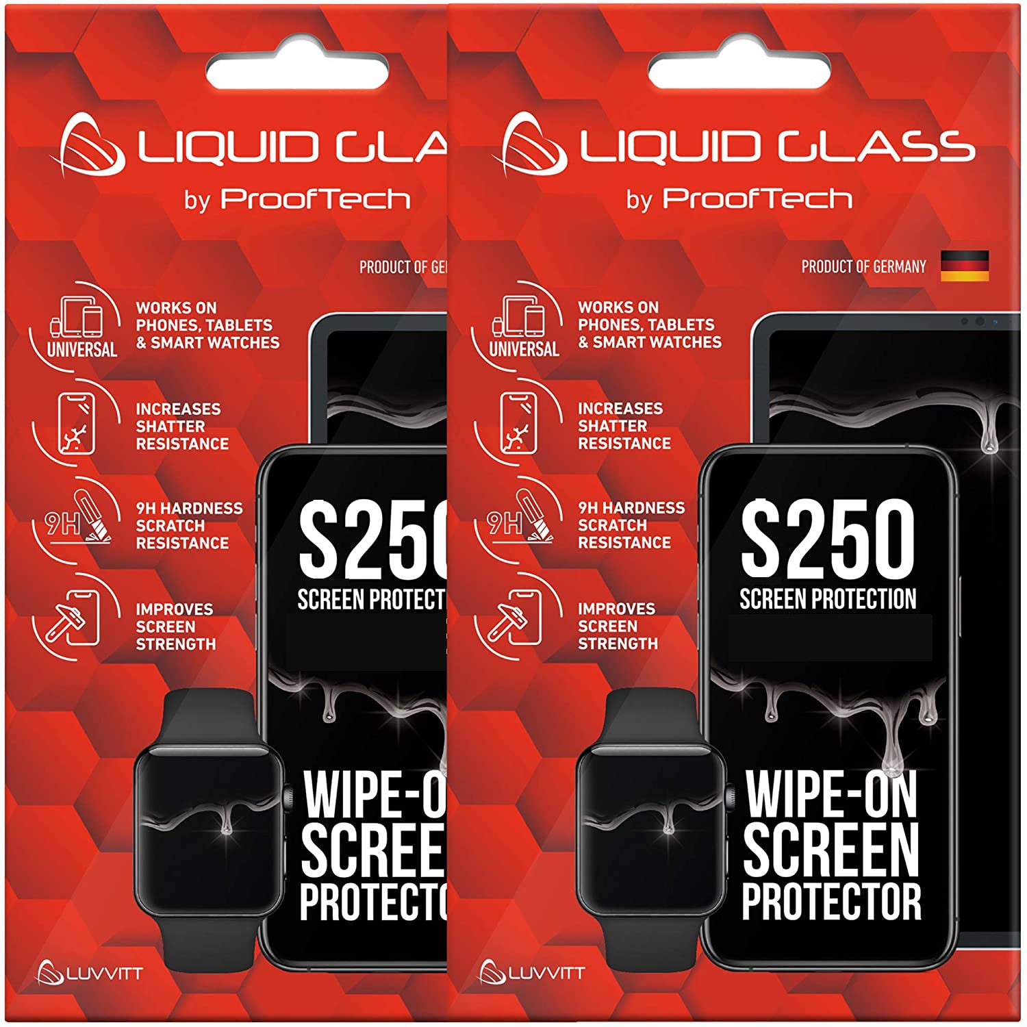 2 Pack Liquid Glass Screen Protector with $250 Screen Protection Guarantee